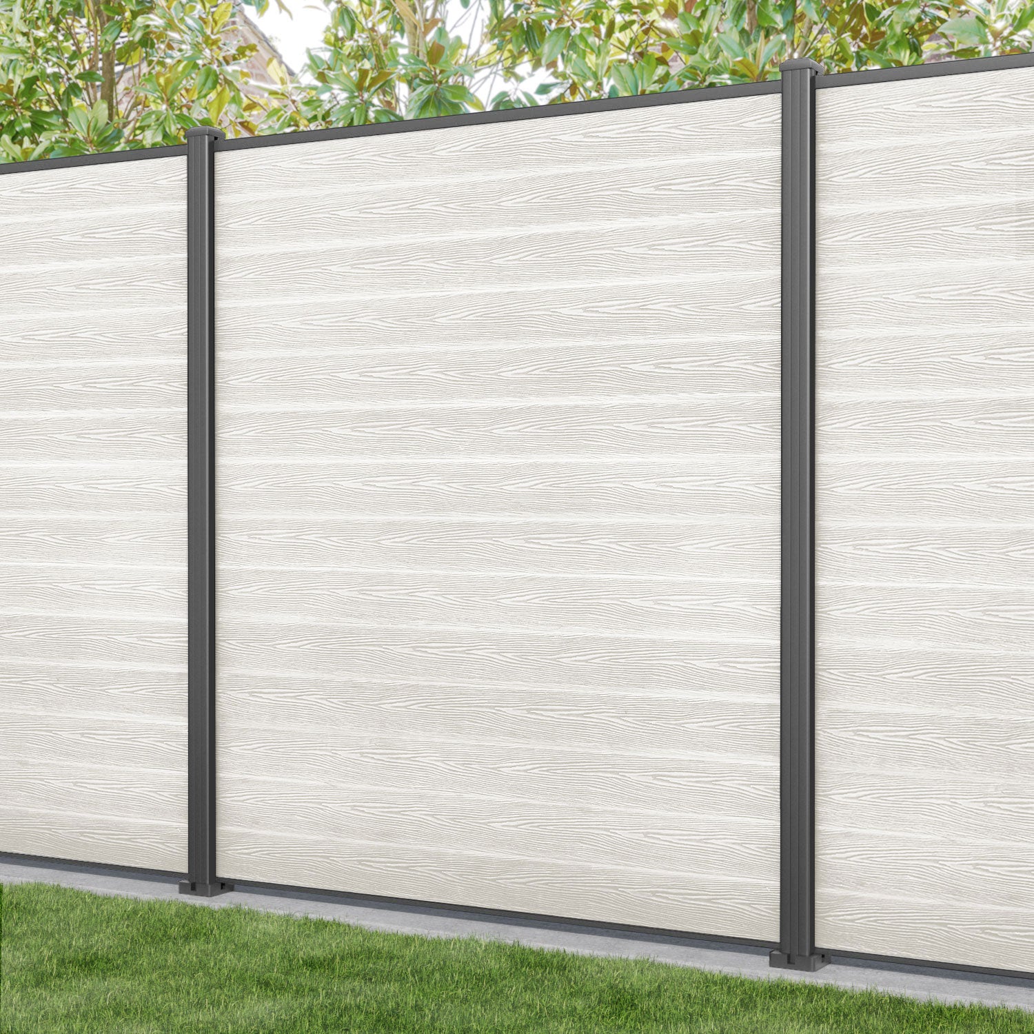 Classic Fence Panel - Light Stone - with our aluminium posts