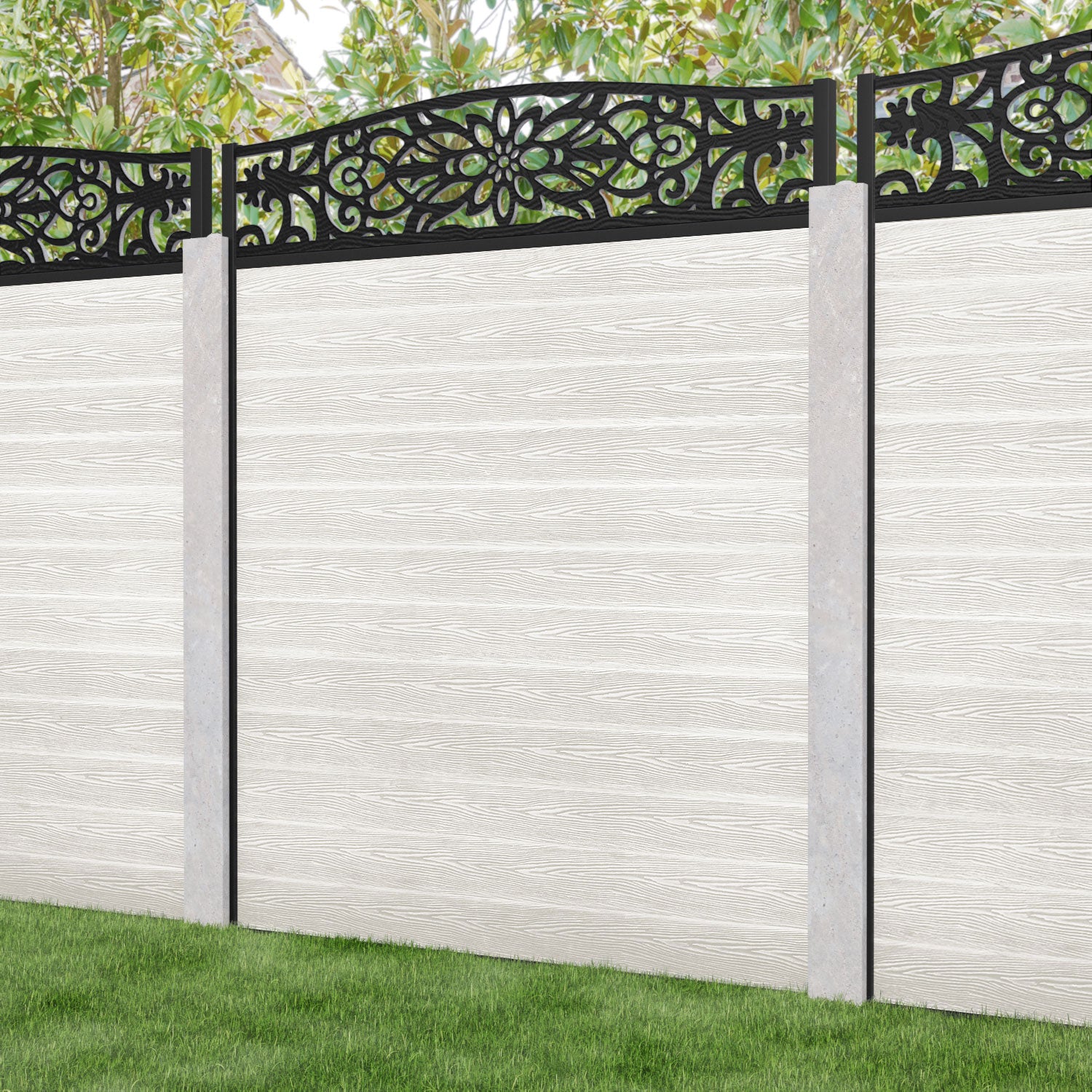 Classic Windsor Curved Top Fence Panel - Light Stone - for existing concrete posts