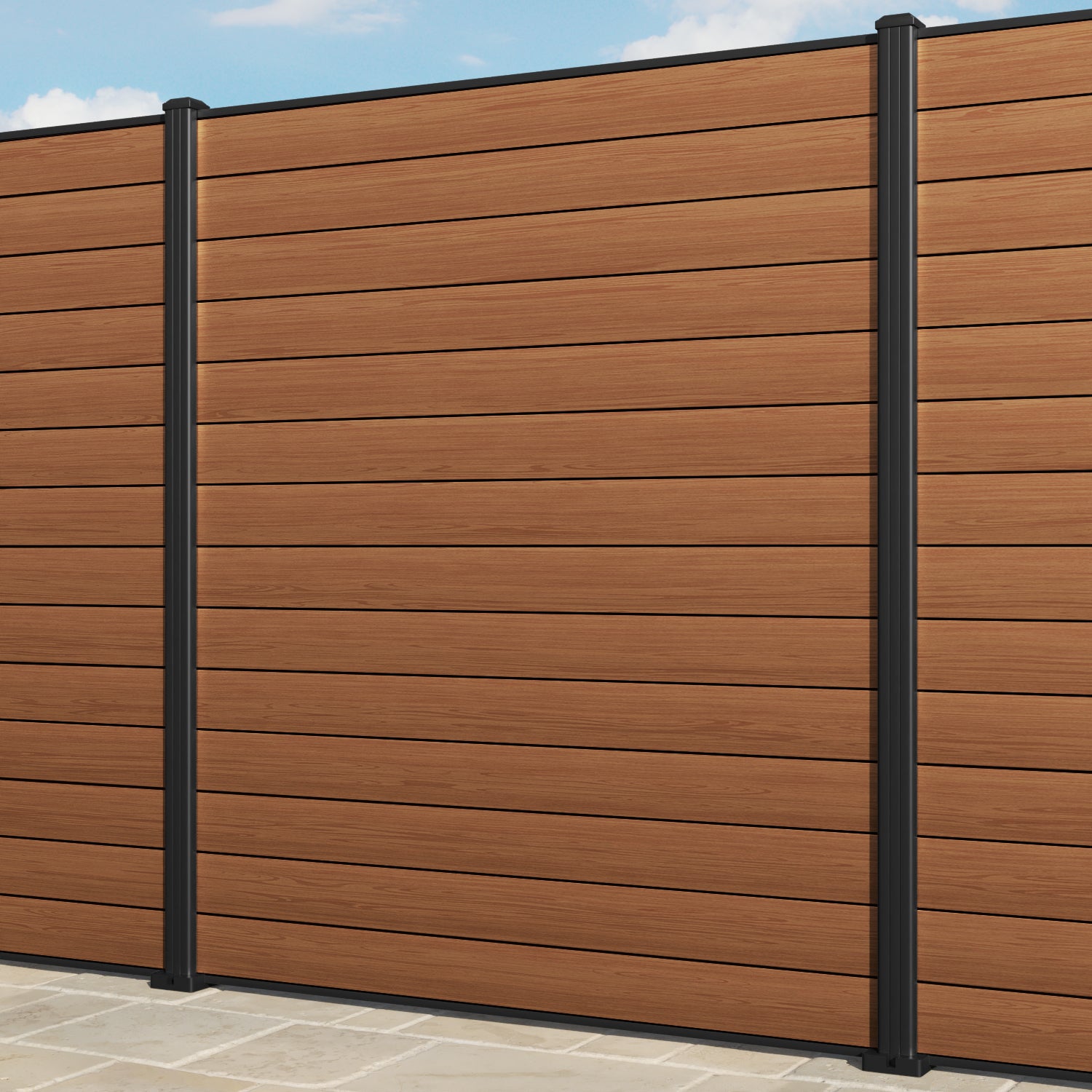 Gate Matching Aluminium Fence Panel - Teak - with our aluminium posts