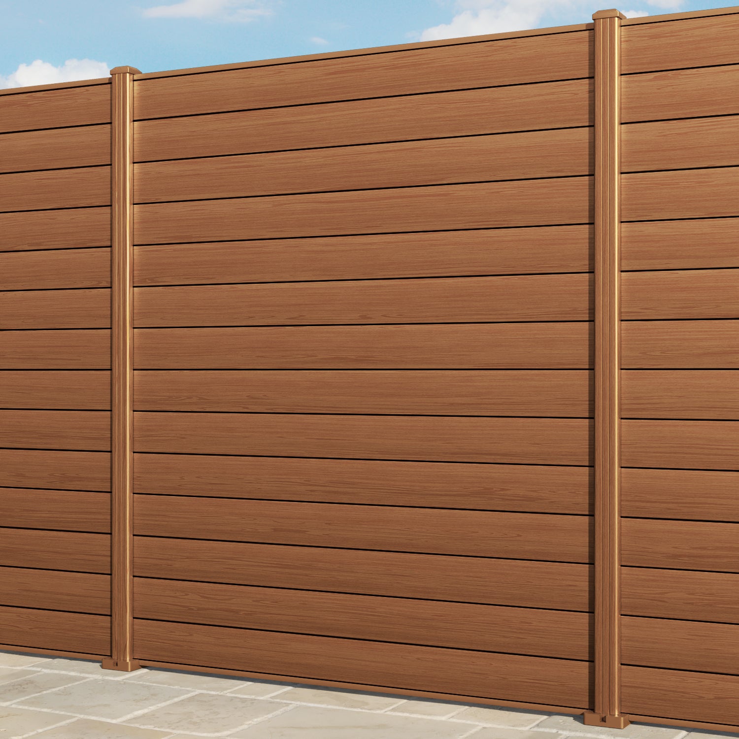 Gate Matching Aluminium Fence Panel - Teak - with our aluminium posts