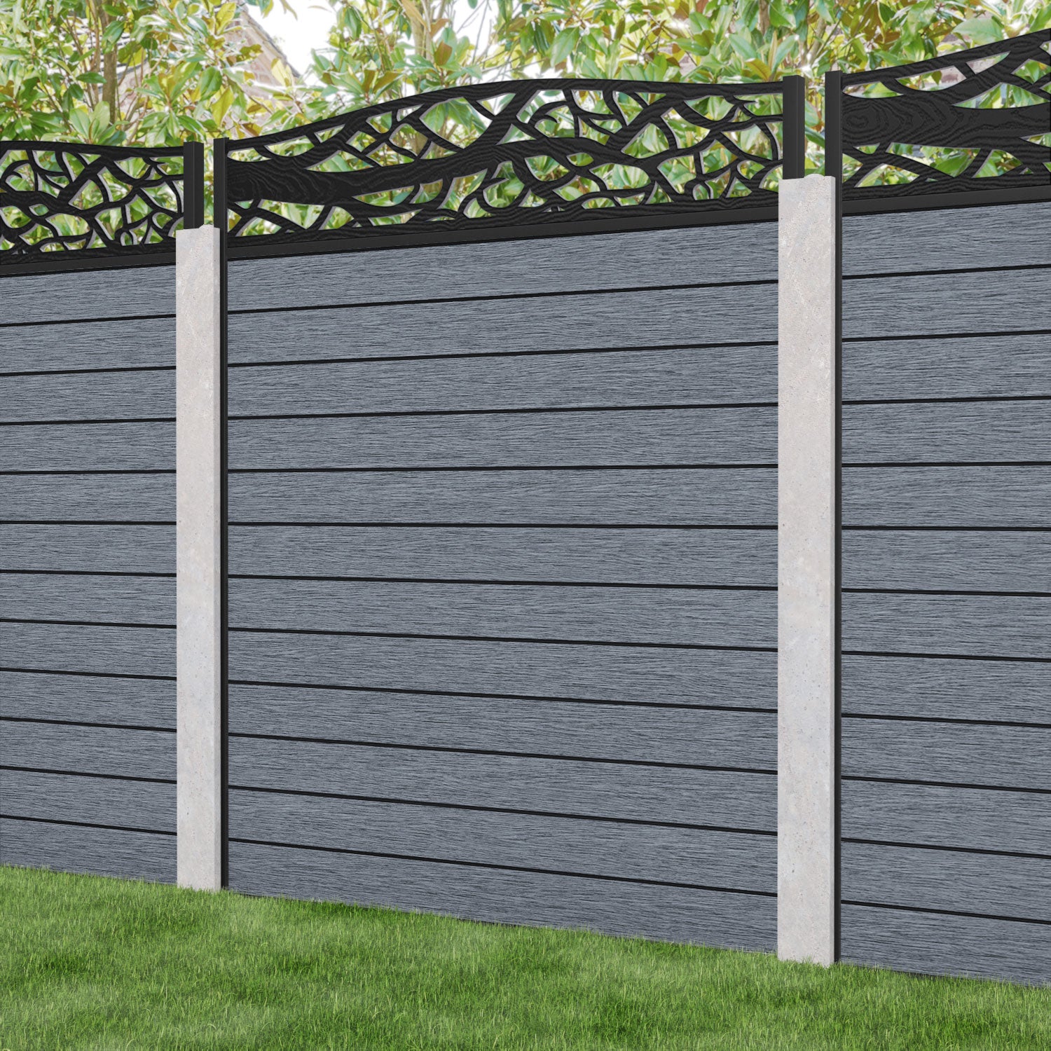 Fusion Twilight Curved Top Fence Panel - Anthracite - for existing concrete posts