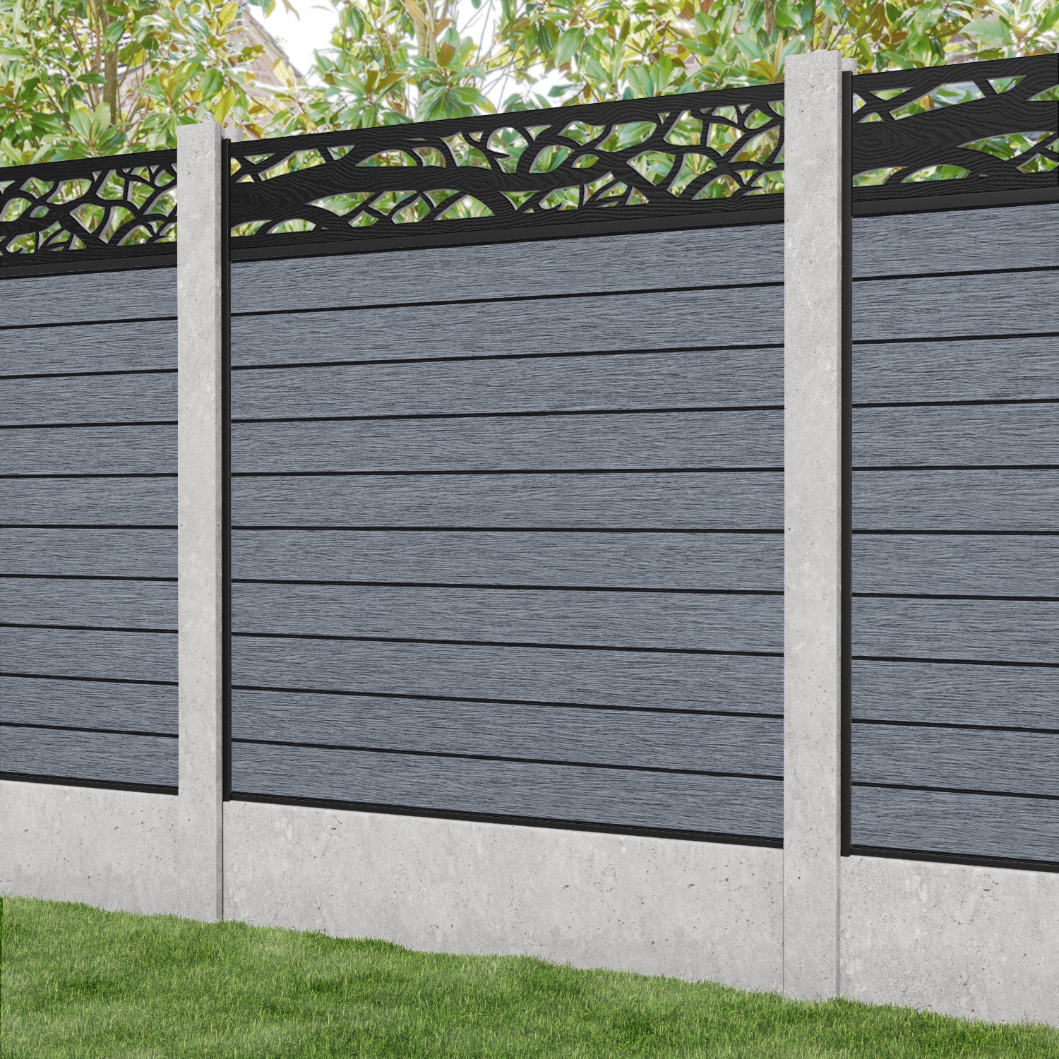 Fusion Twilight Fence Panel - Anthracite - for existing concrete posts