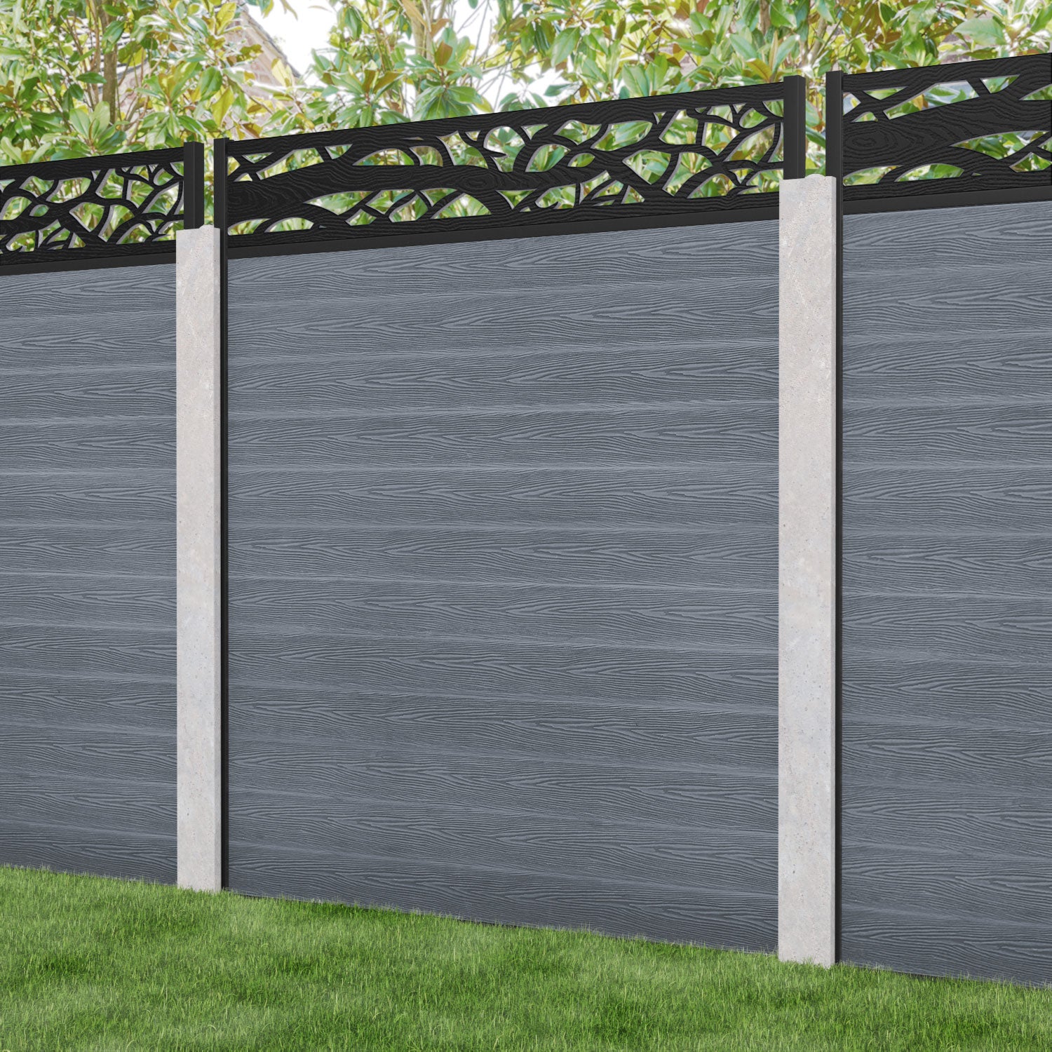 Classic Twilight Fence Panel - Anthracite - for existing concrete posts