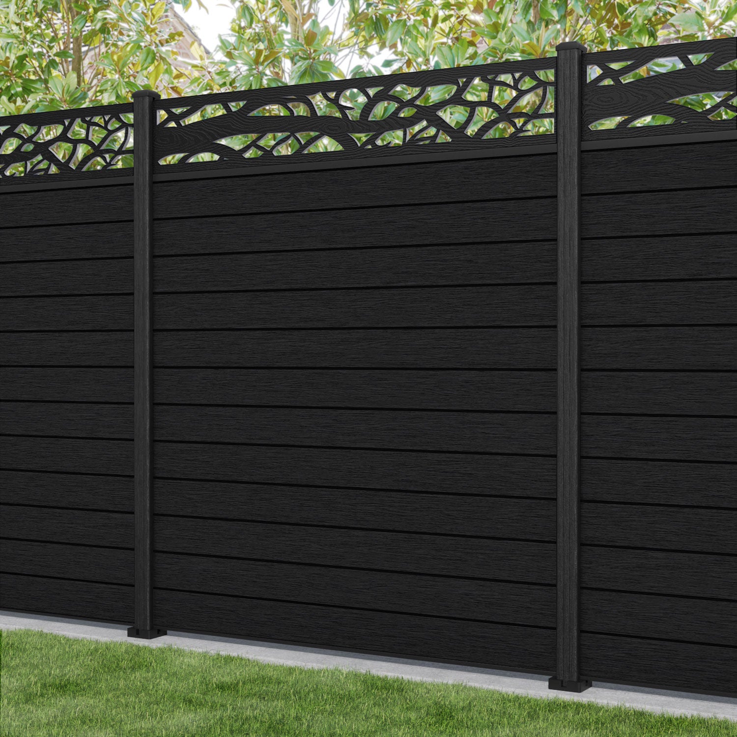 Fusion Twilight Fence Panel - Black - with our composite posts