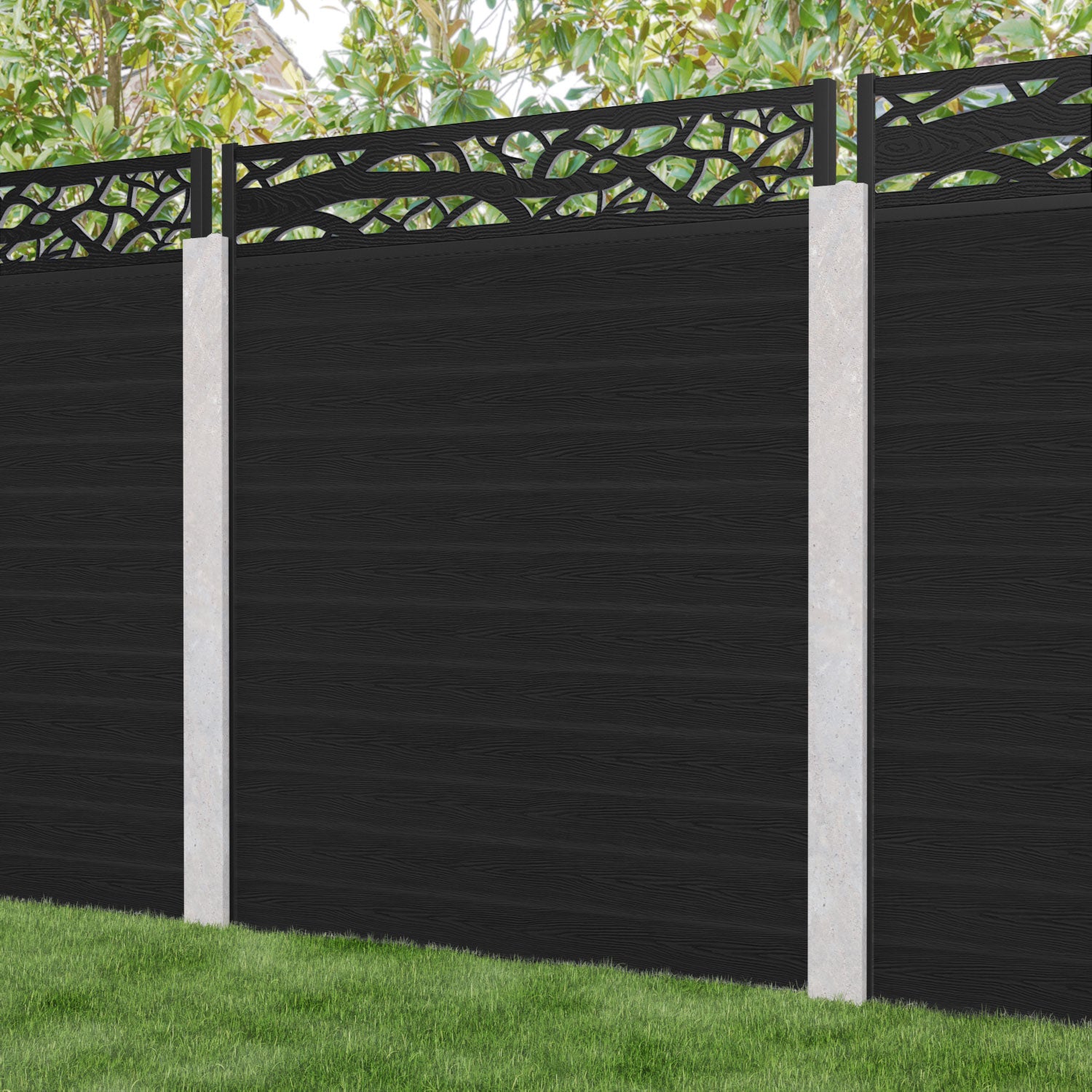 Classic Twilight Fence Panel - Black - for existing concrete posts