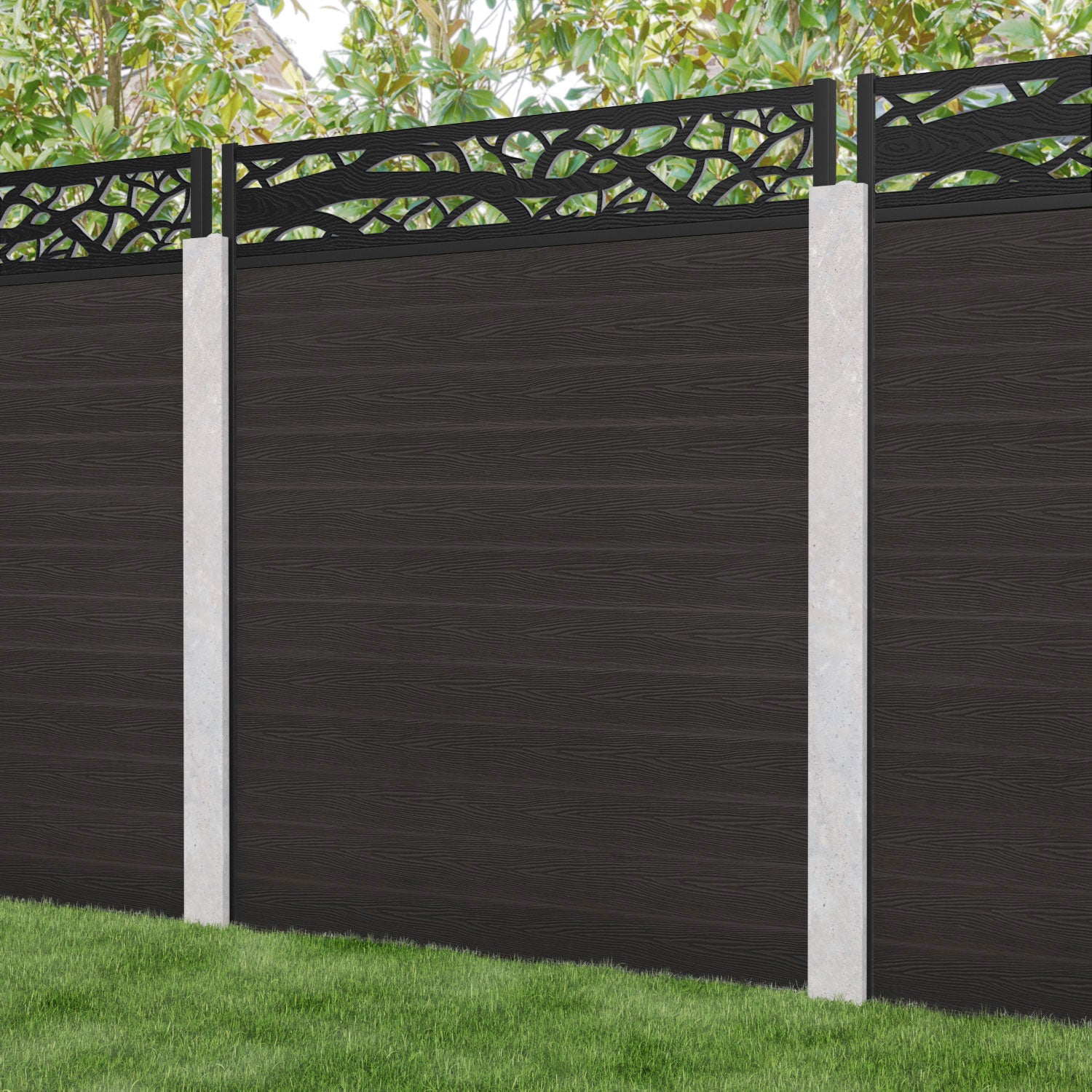 Classic Twilight Fence Panel - Dark Oak - for existing concrete posts