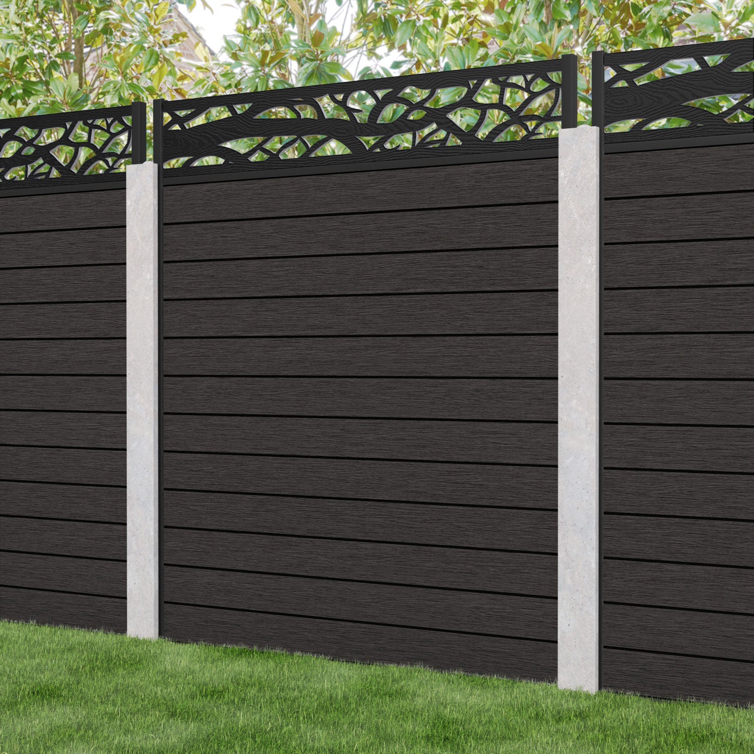 Fusion Twilight Fence Panel - Dark Oak - for existing concrete posts