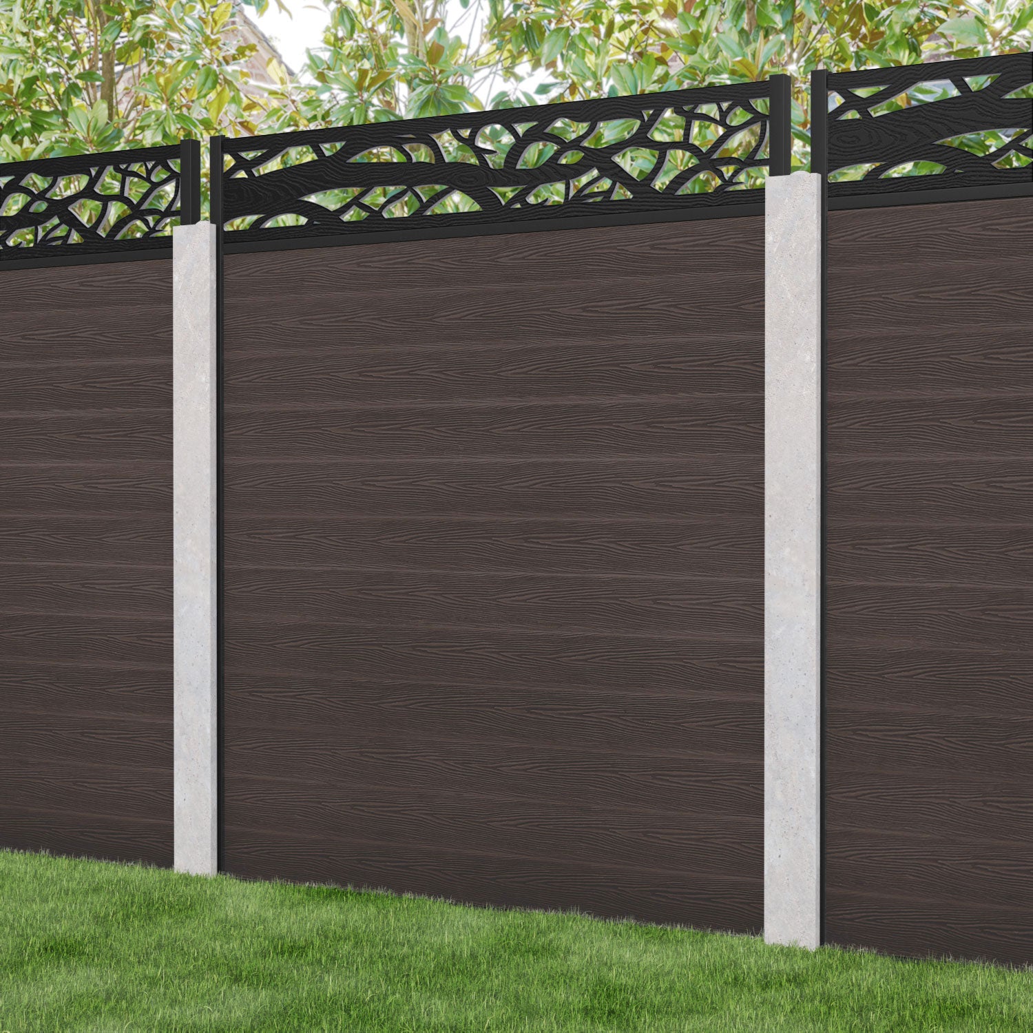 Classic Twilight Fence Panel - Mid Brown - for existing concrete posts