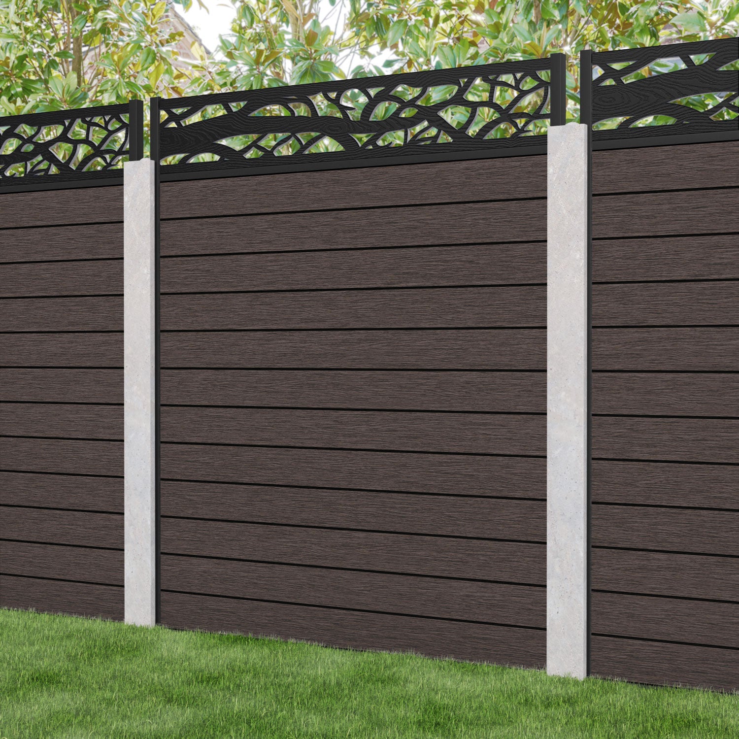 Fusion Twilight Fence Panel - Mid Brown - for existing concrete posts