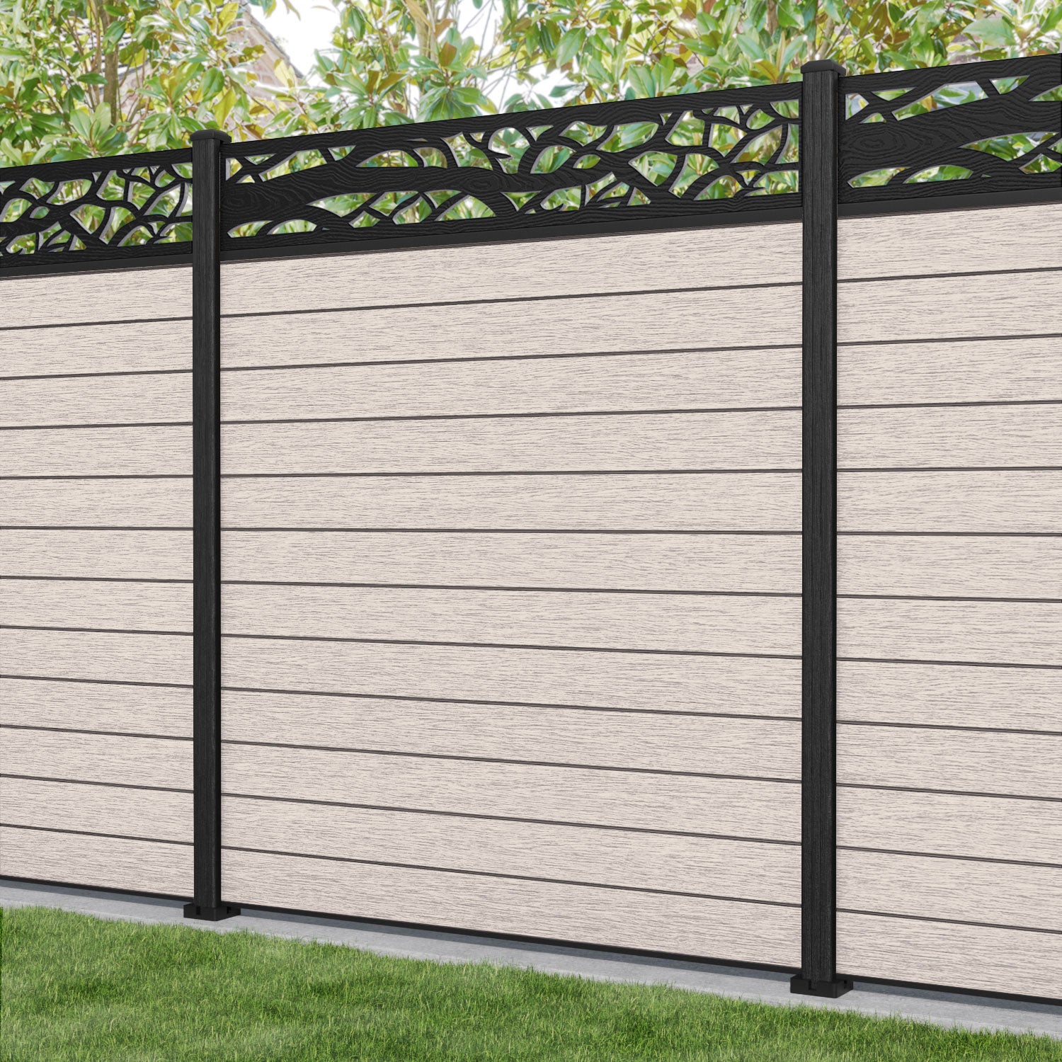 Fusion Twilight Fence Panel - Mid Stone - with our composite posts