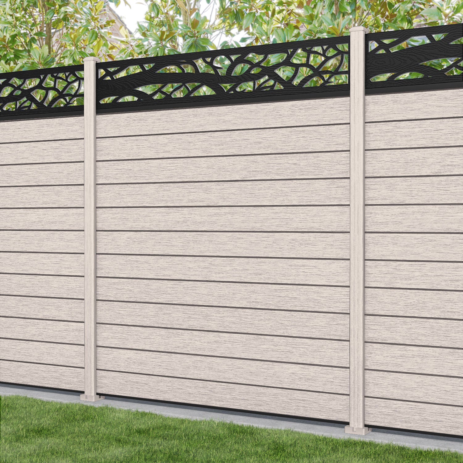 Fusion Twilight Fence Panel - Mid Stone - with our composite posts