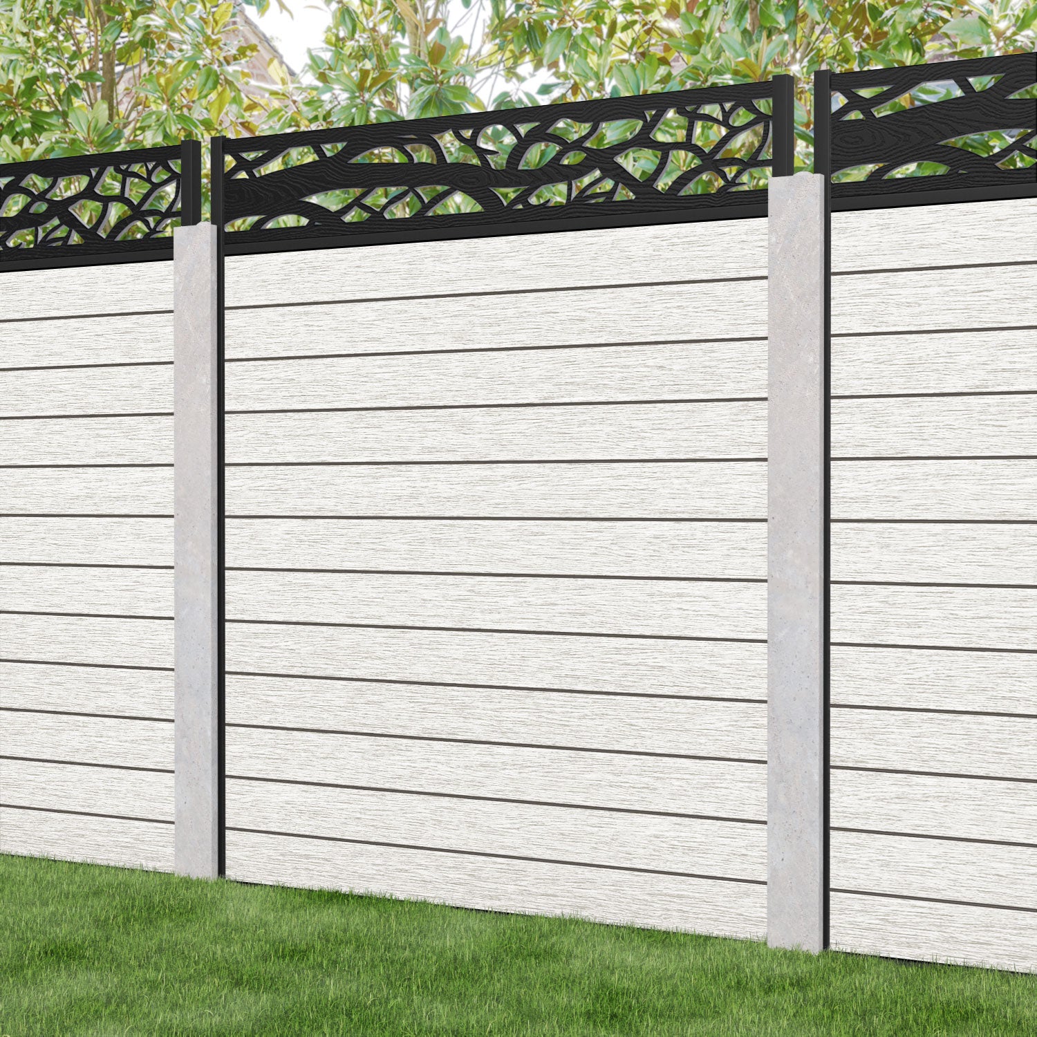 Fusion Twilight Fence Panel - Light Stone - for existing concrete posts