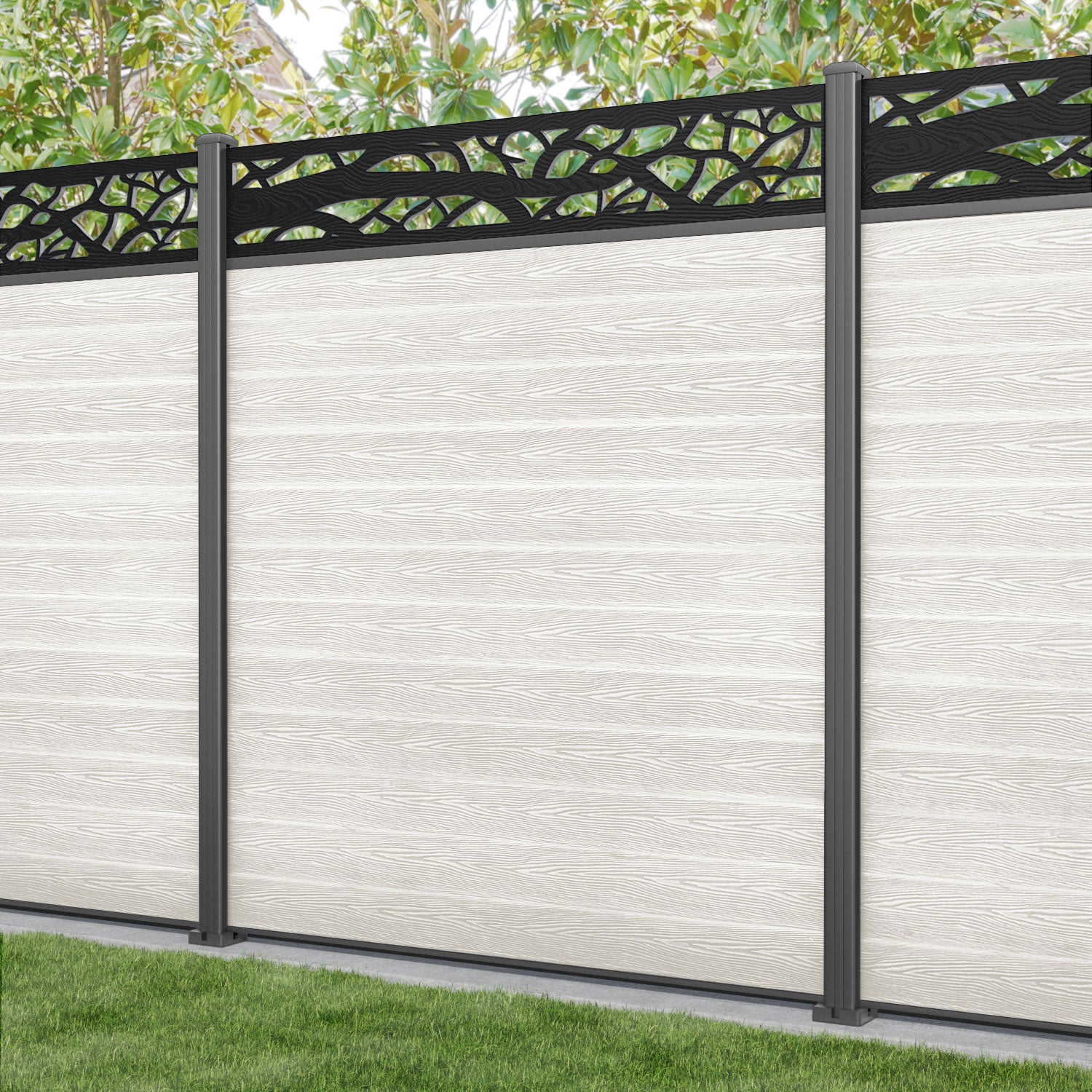 Classic Twilight Fence Panel - Light Stone - with our aluminium posts