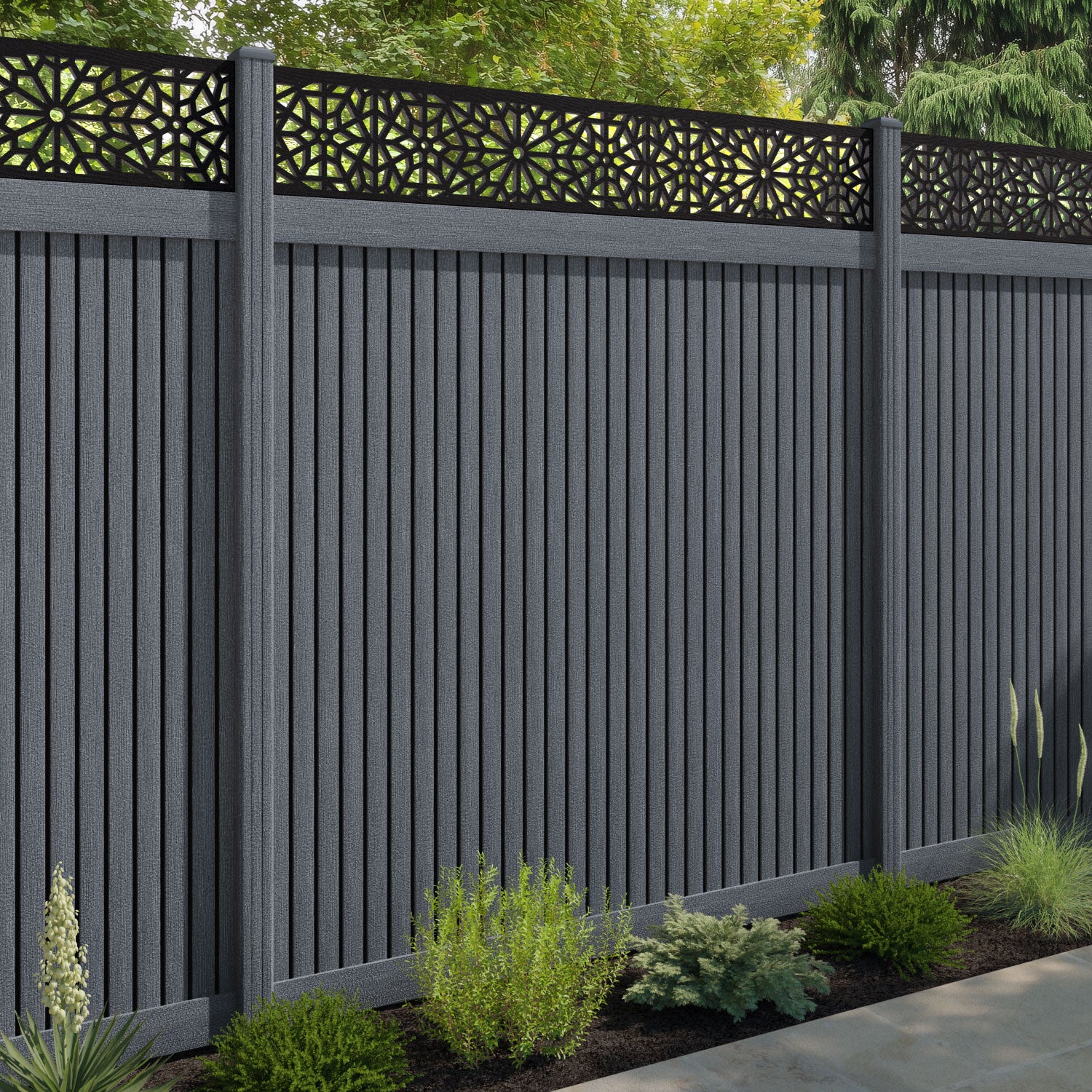 Virtis Alnara Fence Panel - Anthracite - with our composite posts