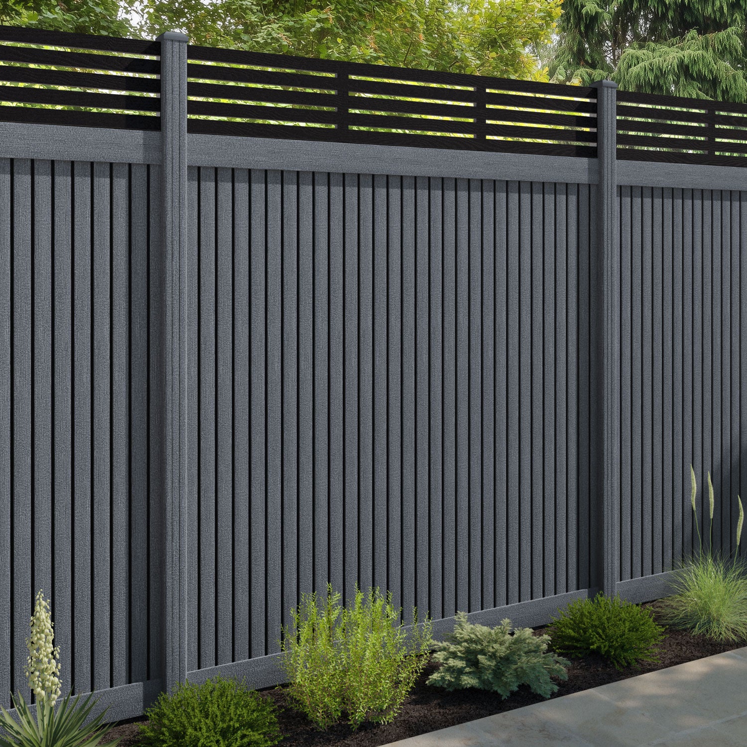 Virtis Aspen Fence Panel - Anthracite - with our composite posts