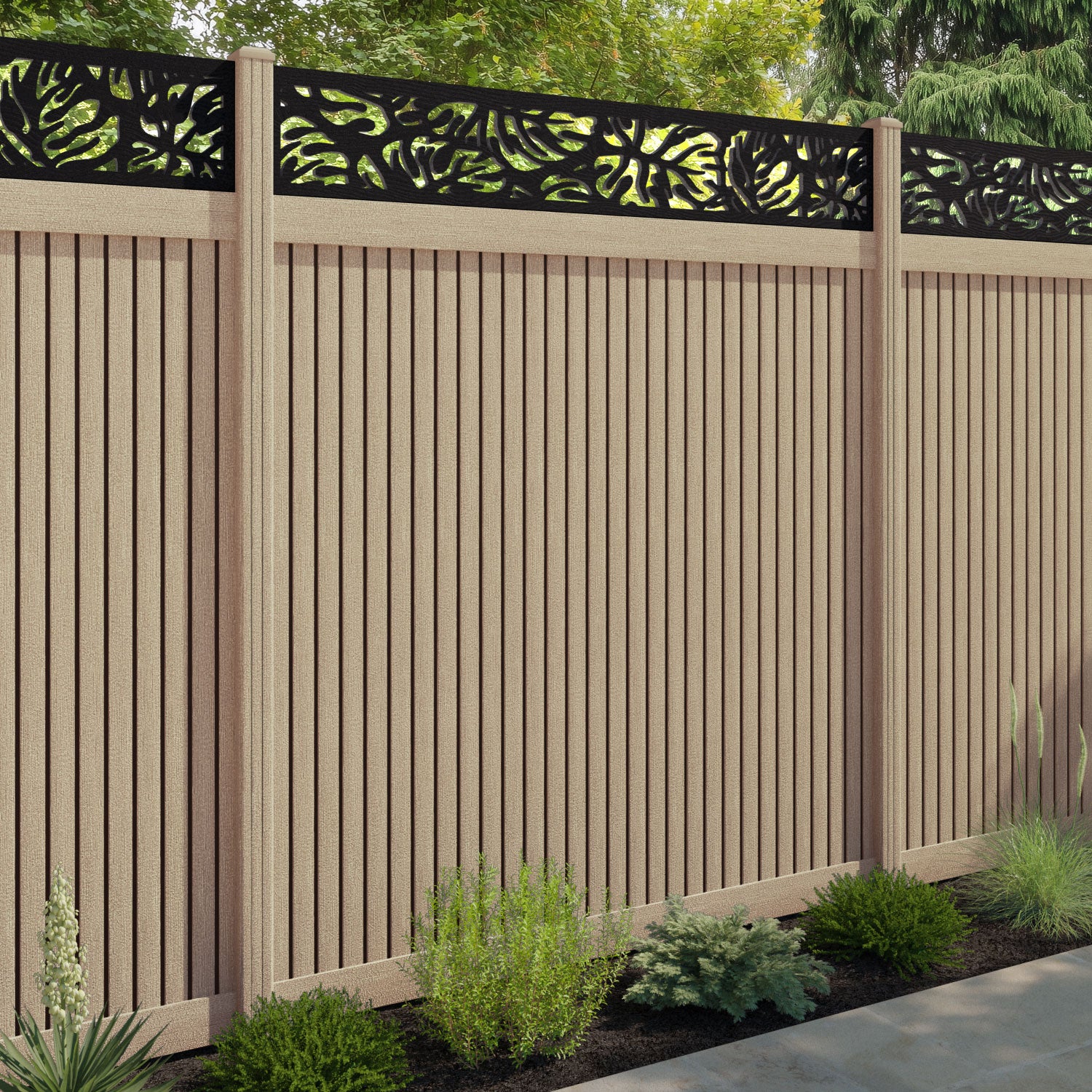 Virtis Botanic Fence Panel - Light Oak - with our composite posts