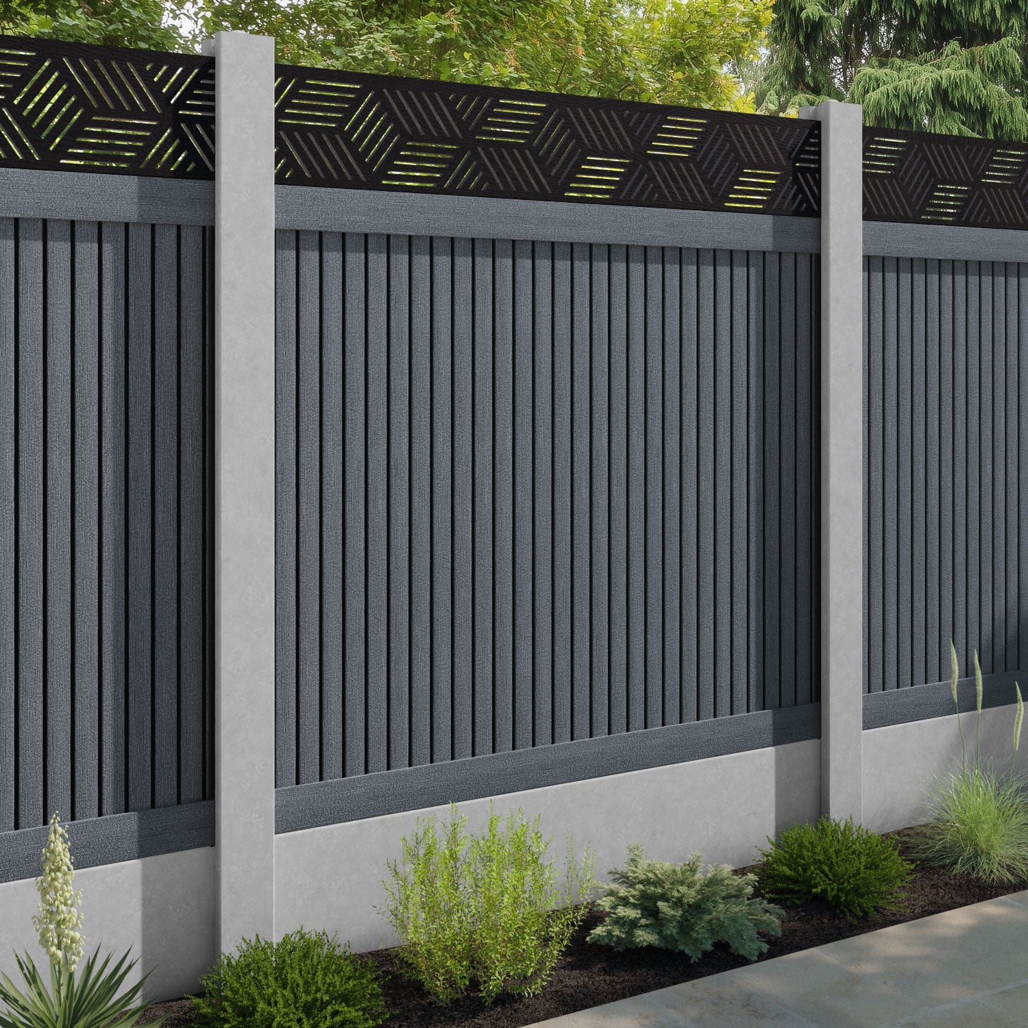 Virtis Cubed Fence Panel - Anthracite - for existing concrete posts