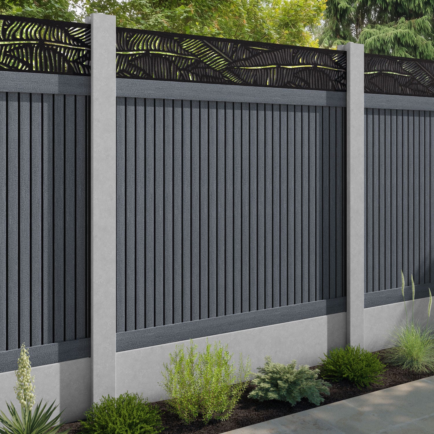 Virtis Feather Fence Panel - Anthracite - for existing concrete posts