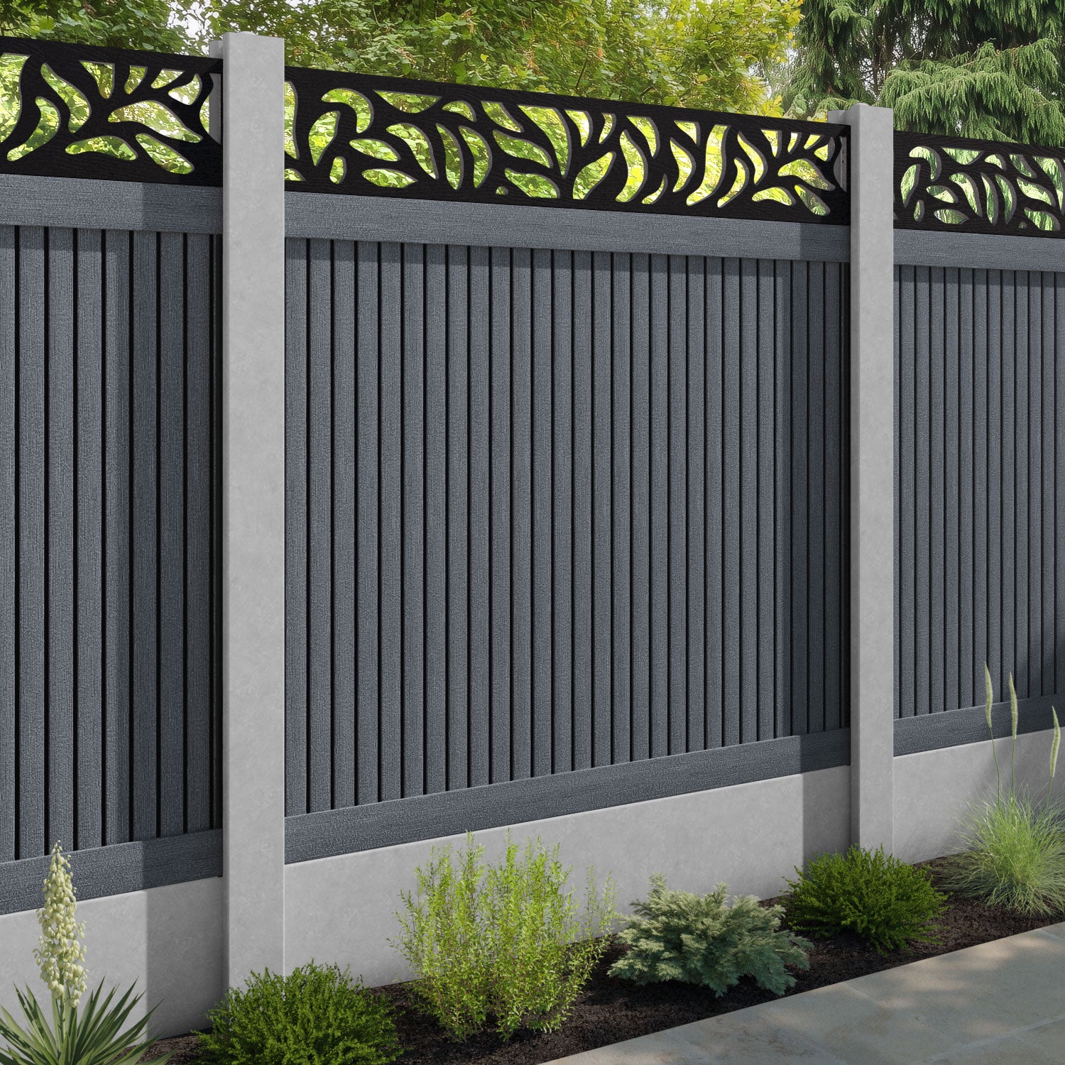 Virtis Plume Fence Panel - Anthracite - for existing concrete posts