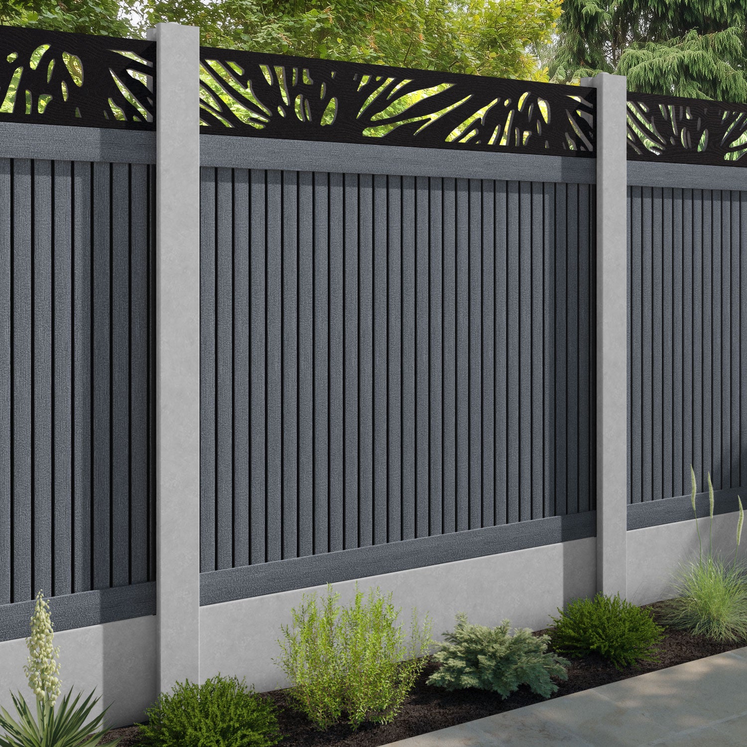 Virtis Poppy Fence Panel - Anthracite - for existing concrete posts