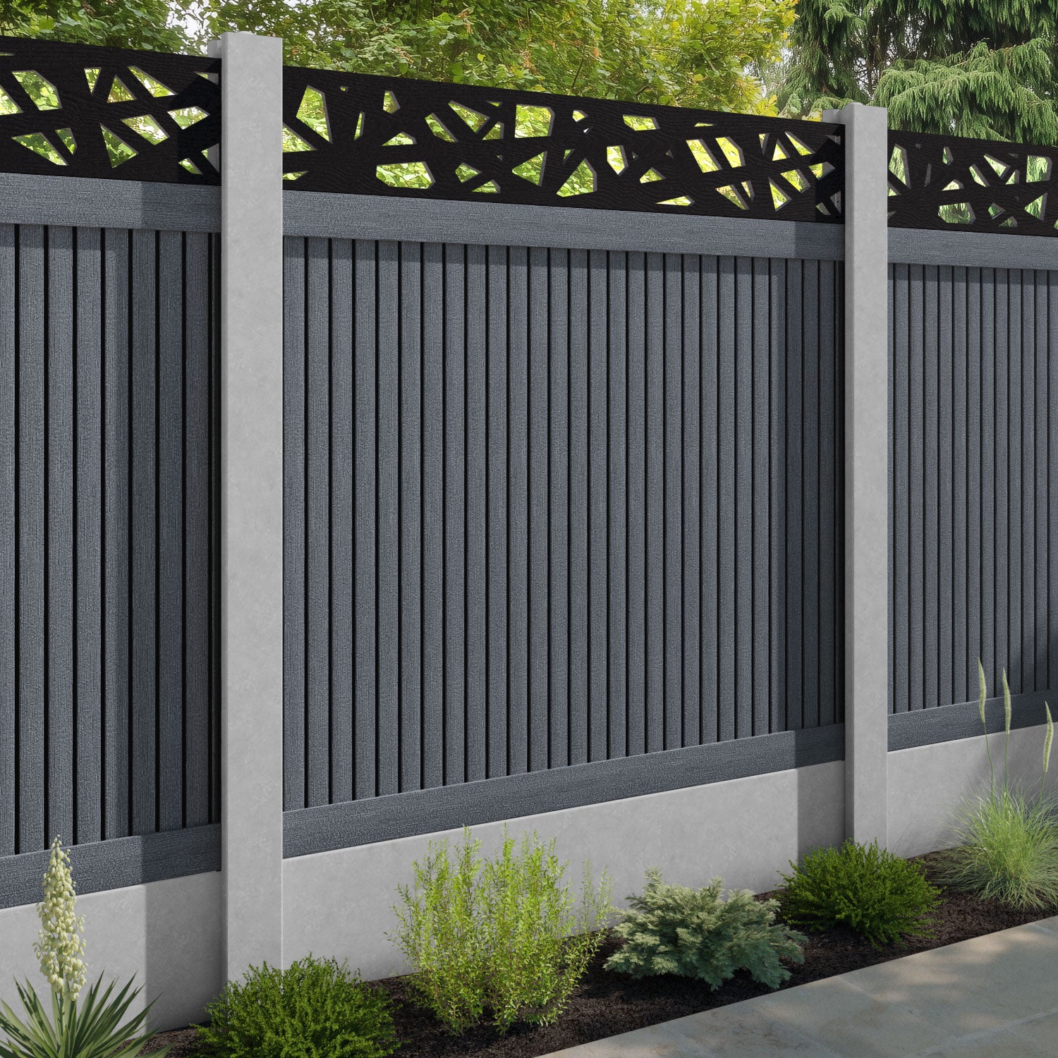 Virtis Prism Fence Panel - Anthracite - for existing concrete posts