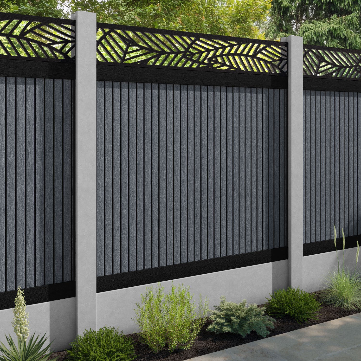 Virtis Habitat Fence Panel - Anthracite - for existing concrete posts