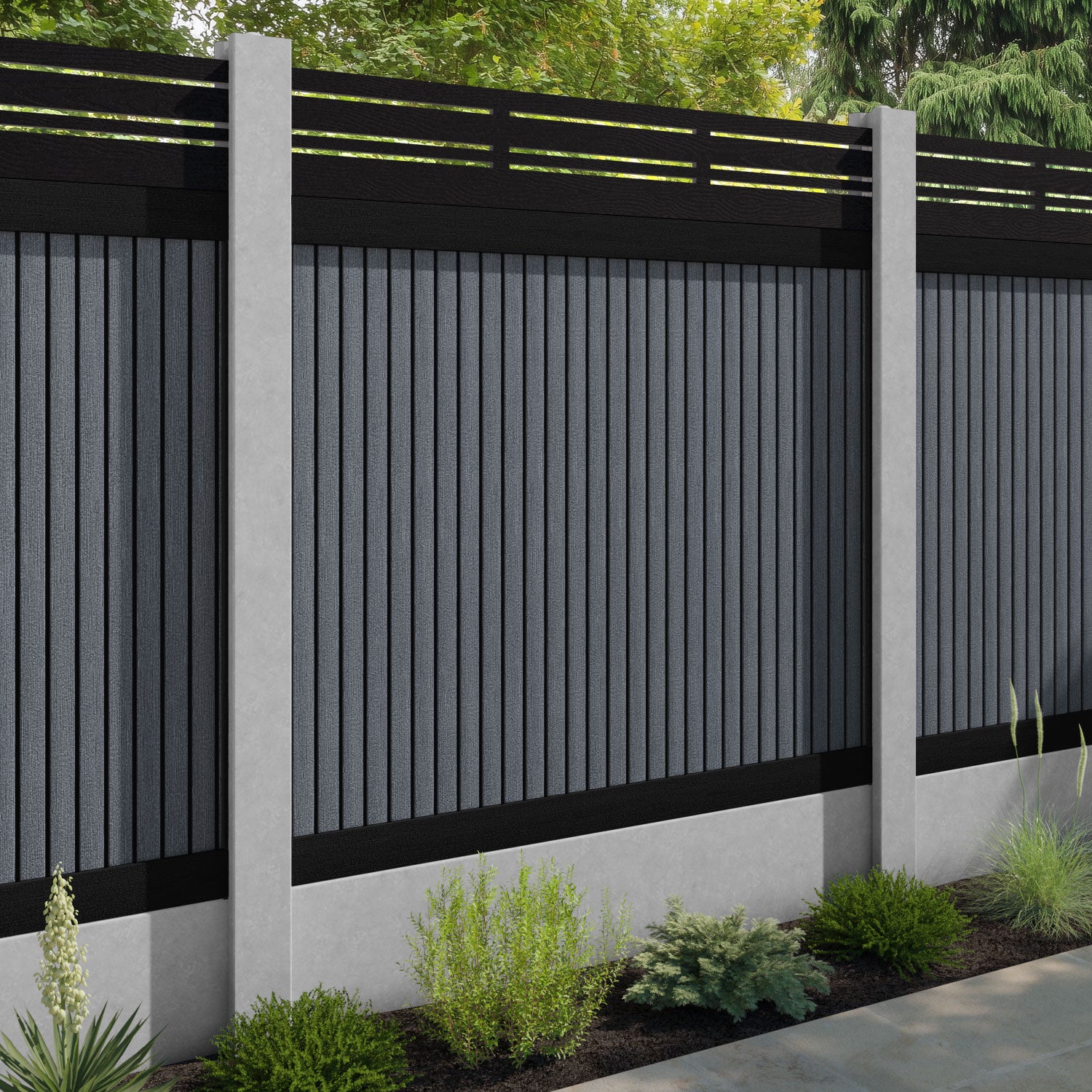 Virtis Linea Fence Panel - Anthracite - for existing concrete posts