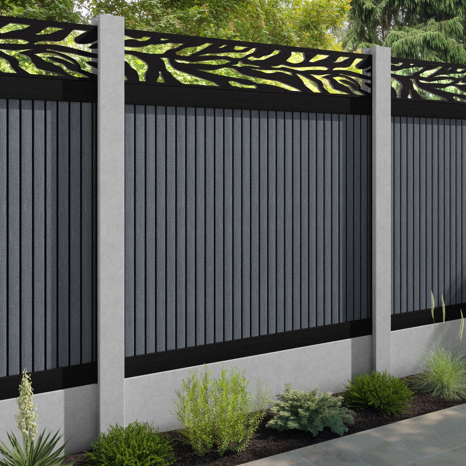 Virtis Malawi Fence Panel - Anthracite - for existing concrete posts