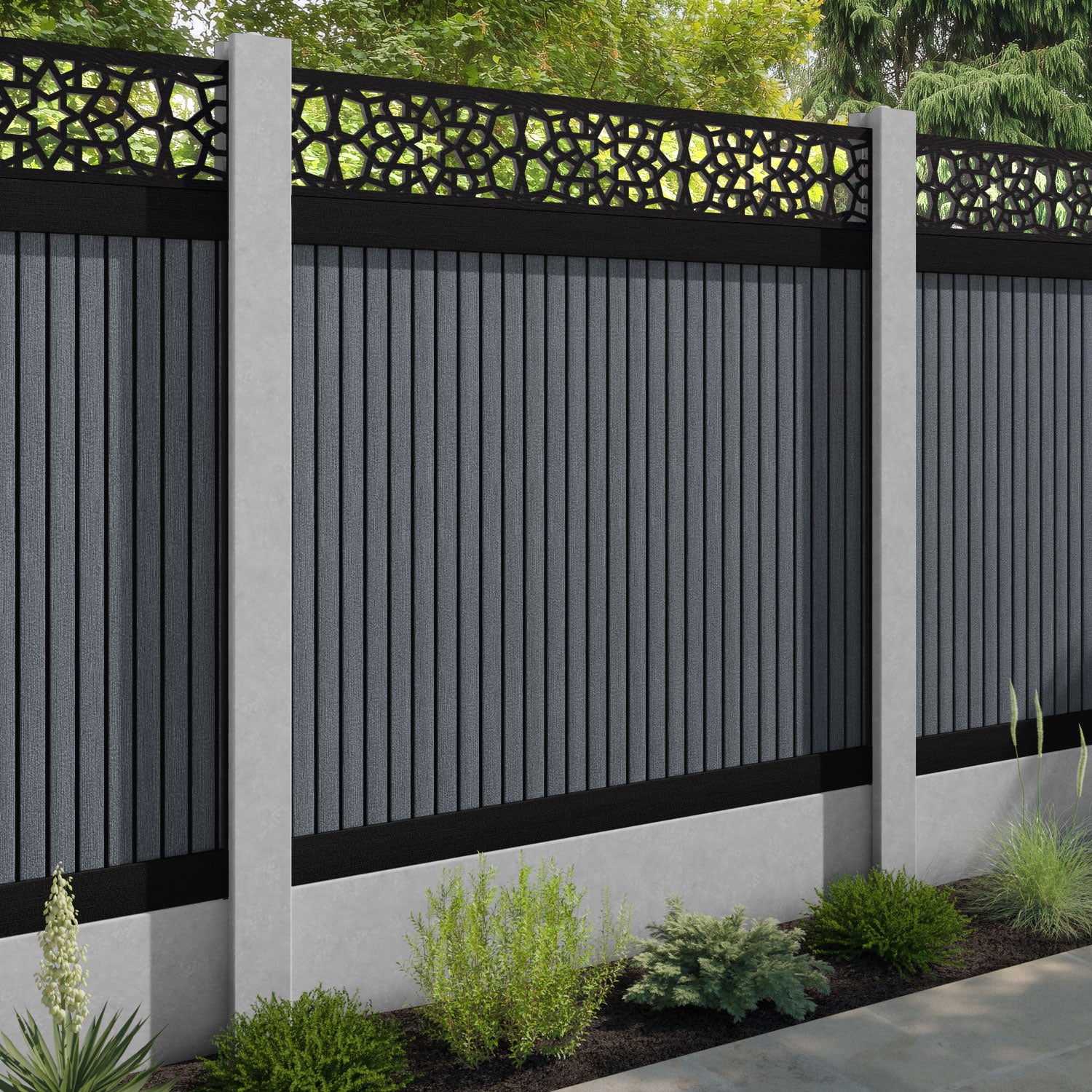 Virtis Nazira Fence Panel - Anthracite - for existing concrete posts