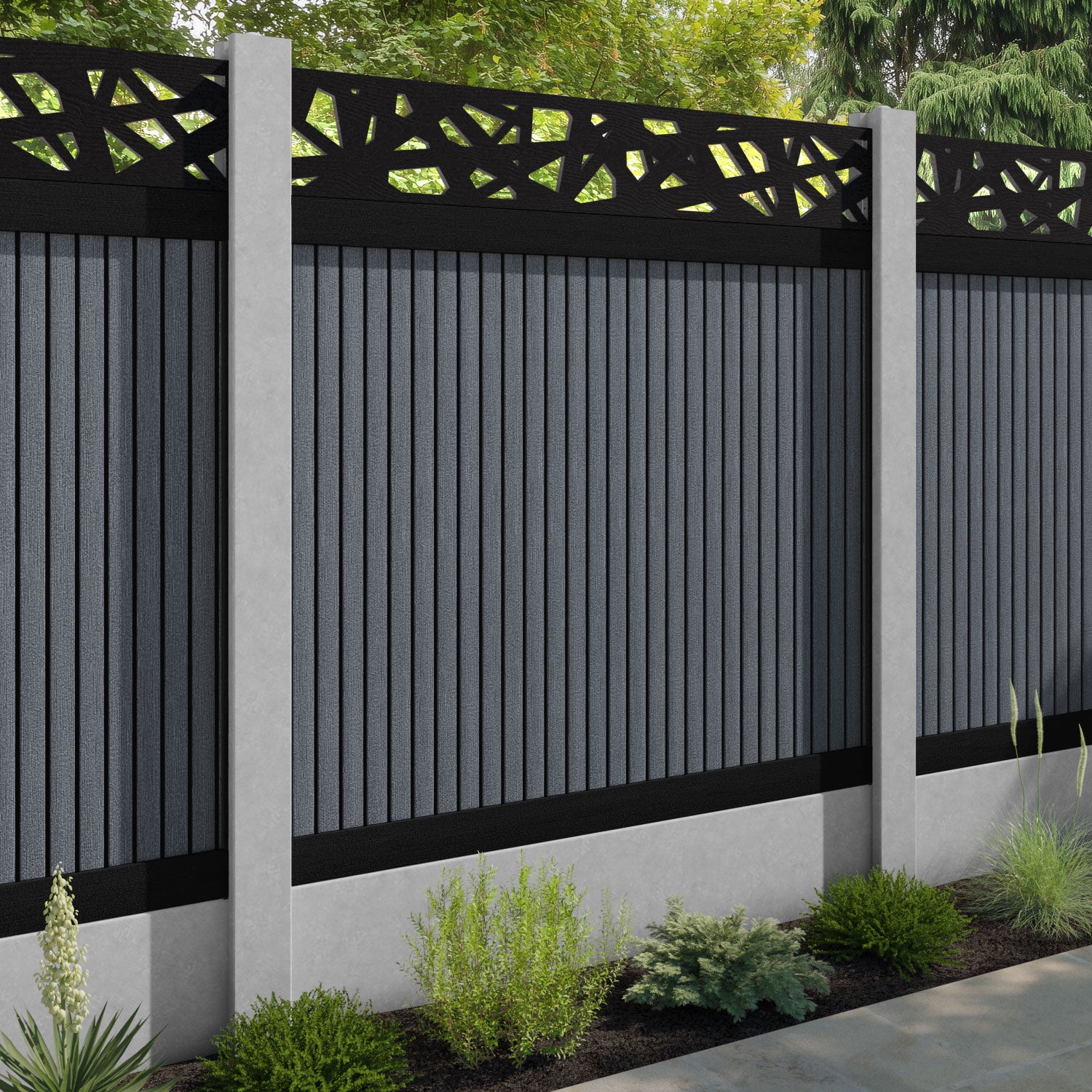 Virtis Prism Fence Panel - Anthracite - for existing concrete posts