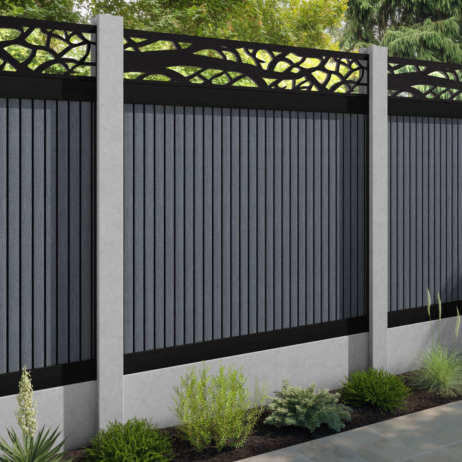 Virtis Twilight Fence Panel - Anthracite - for existing concrete posts