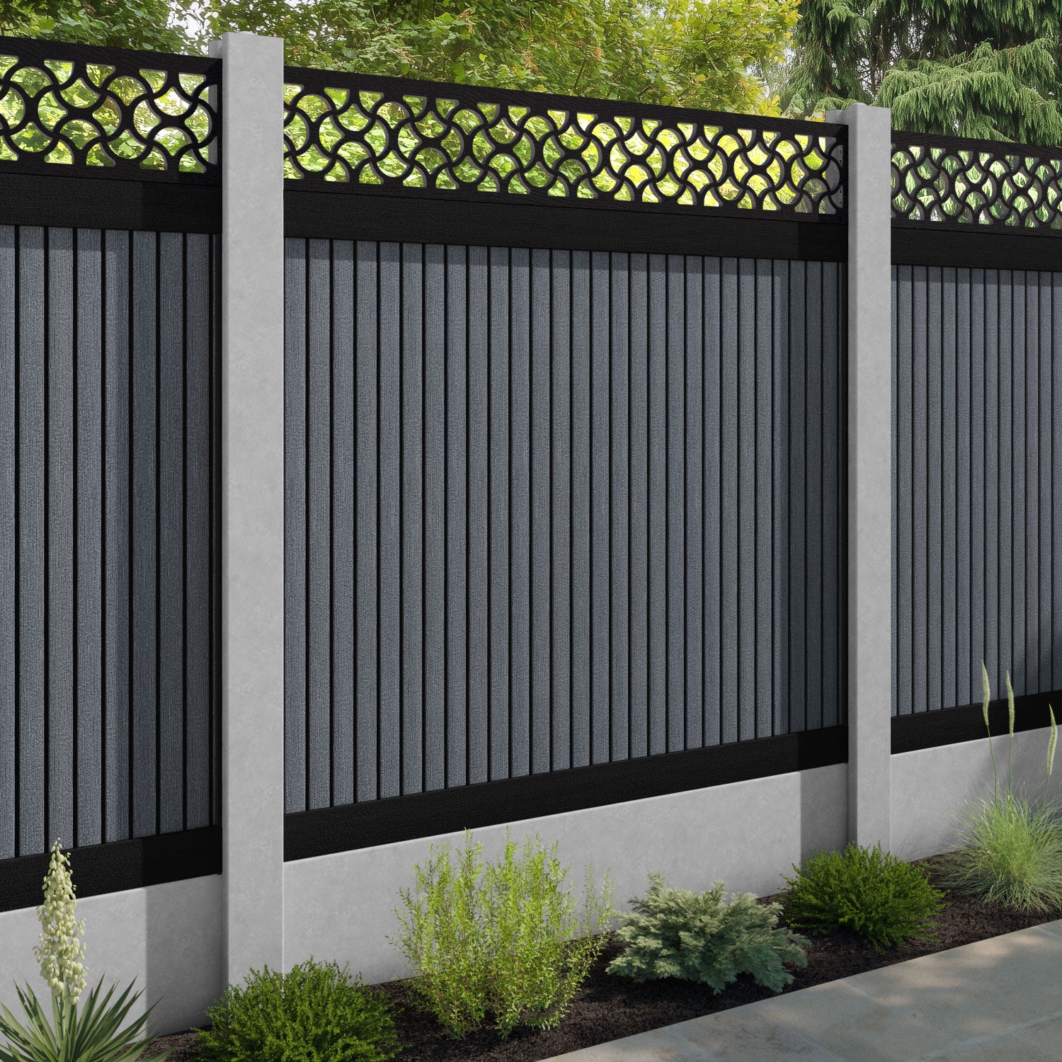 Virtis Vida Fence Panel - Anthracite - for existing concrete posts