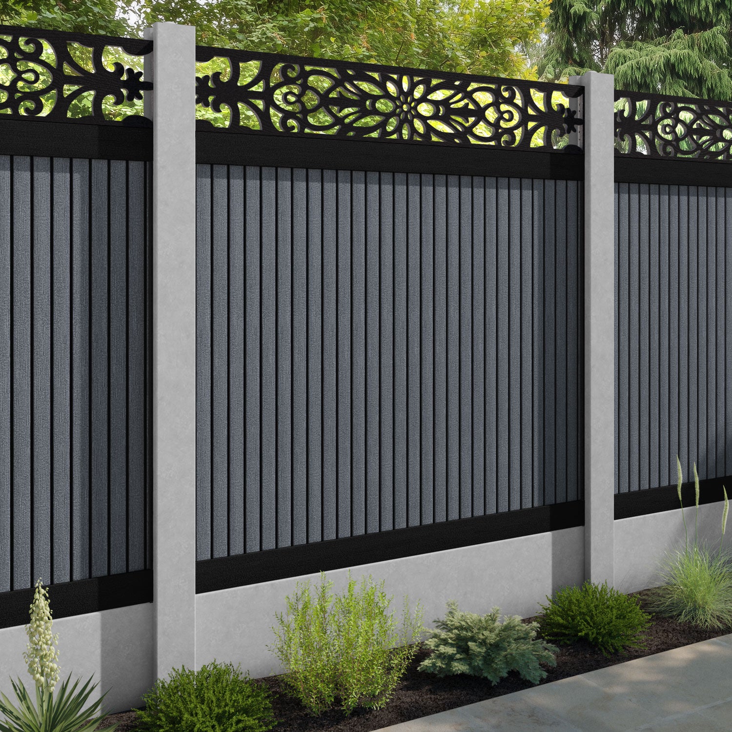 Virtis Windsor Fence Panel - Anthracite - for existing concrete posts