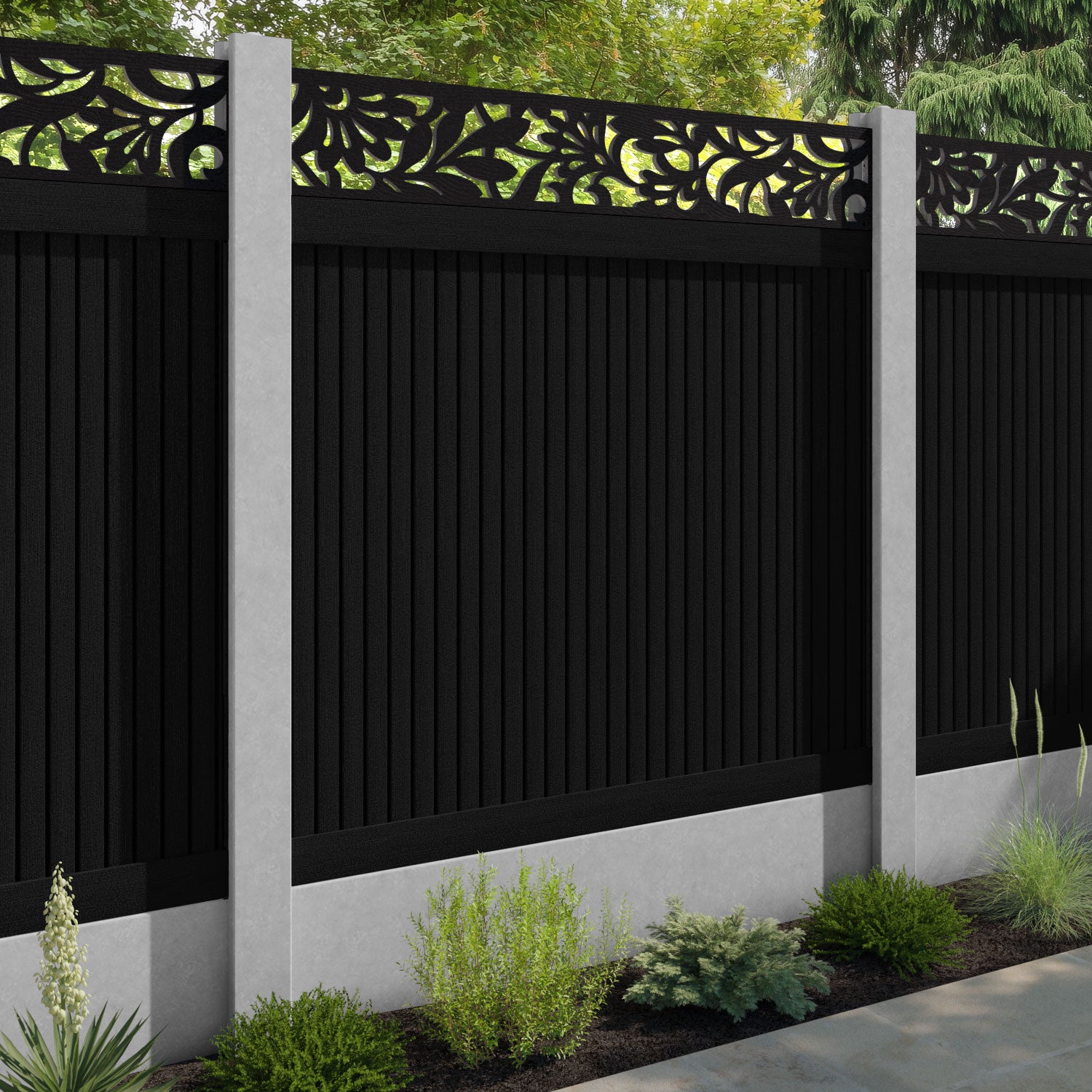 Virtis Heritage Fence Panel - Black - for existing concrete posts