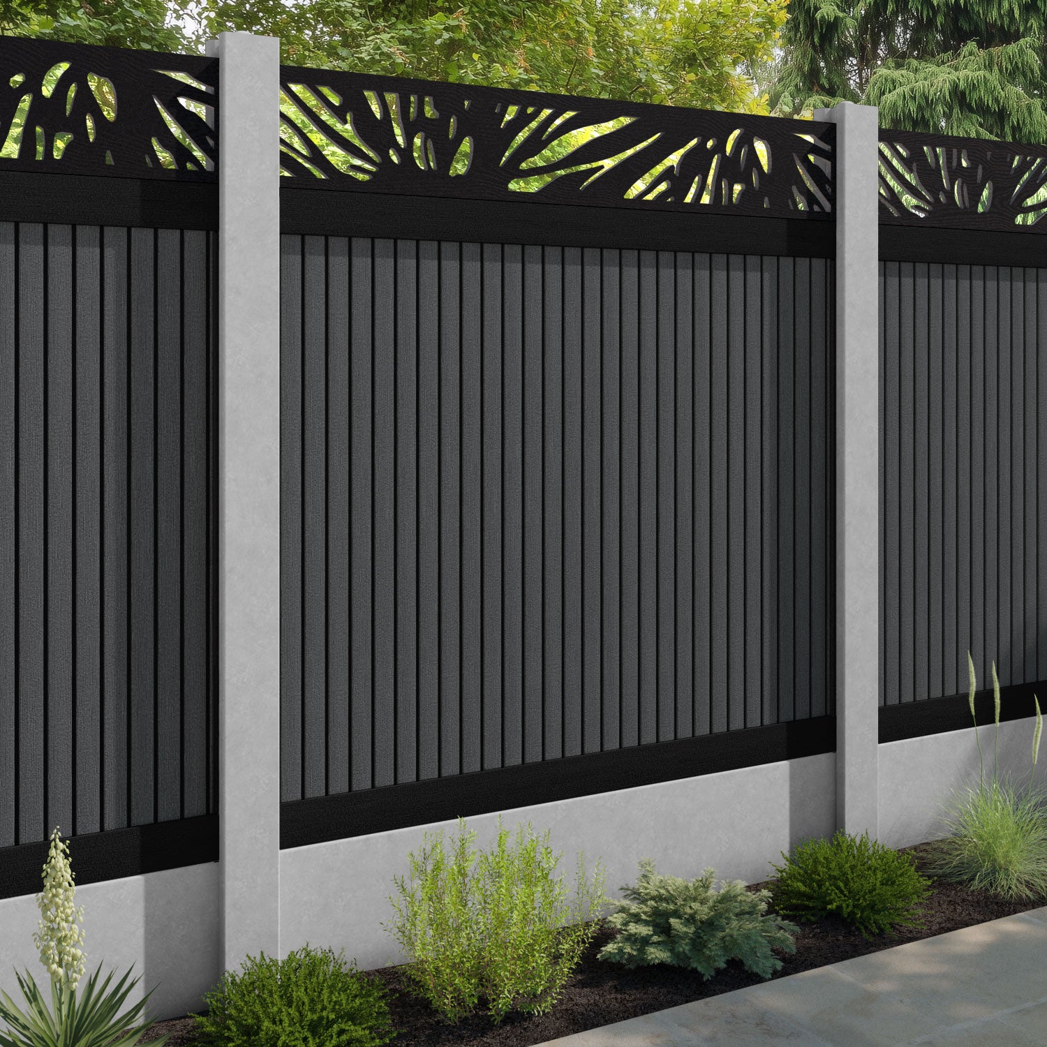 Virtis Poppy Fence Panel - Dark Grey - for existing concrete posts