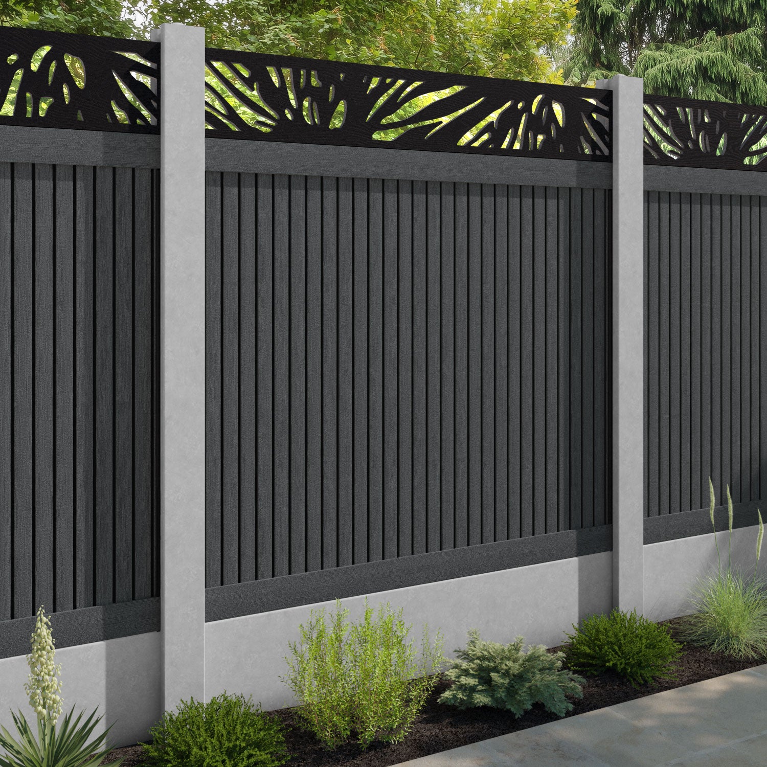 Virtis Poppy Fence Panel - Dark Grey - for existing concrete posts