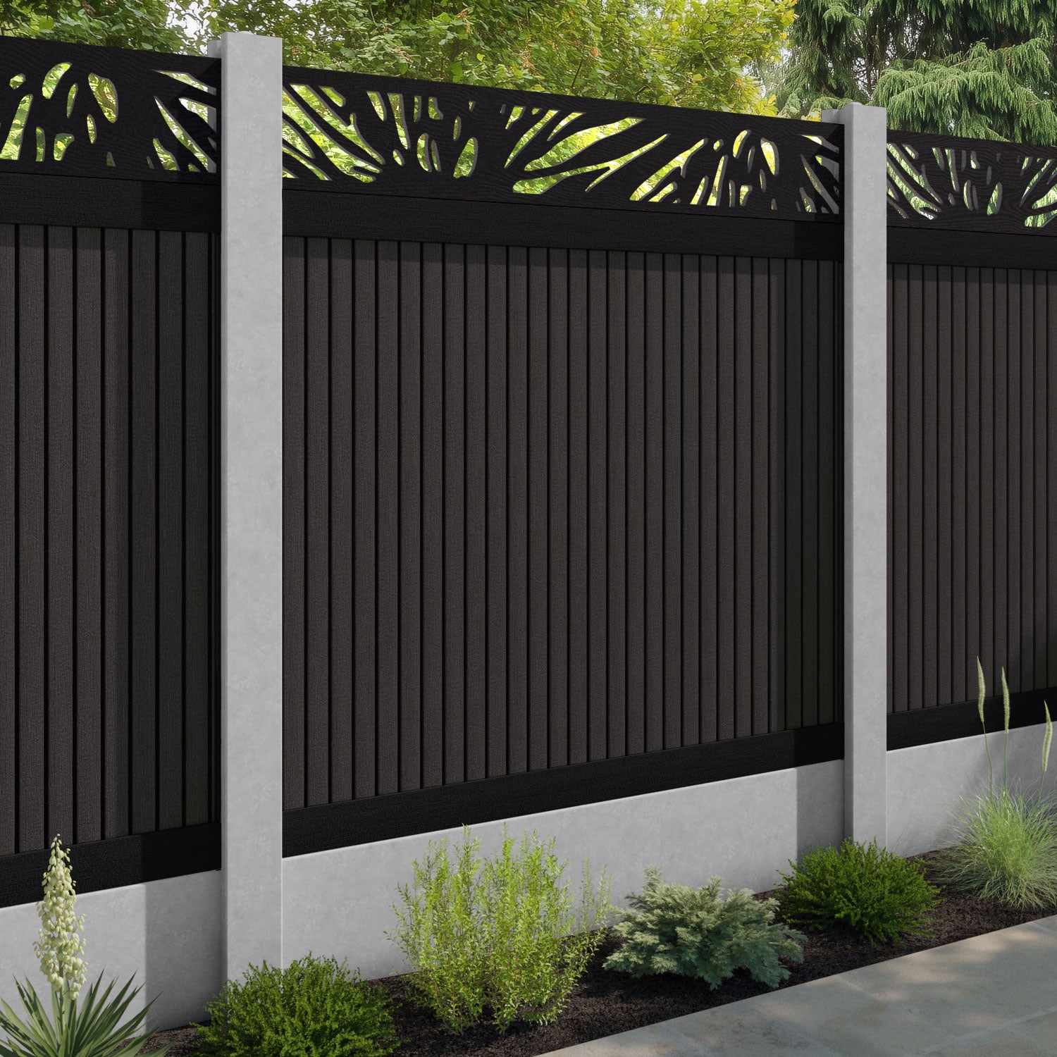 Virtis Poppy Fence Panel - Dark Oak - for existing concrete posts