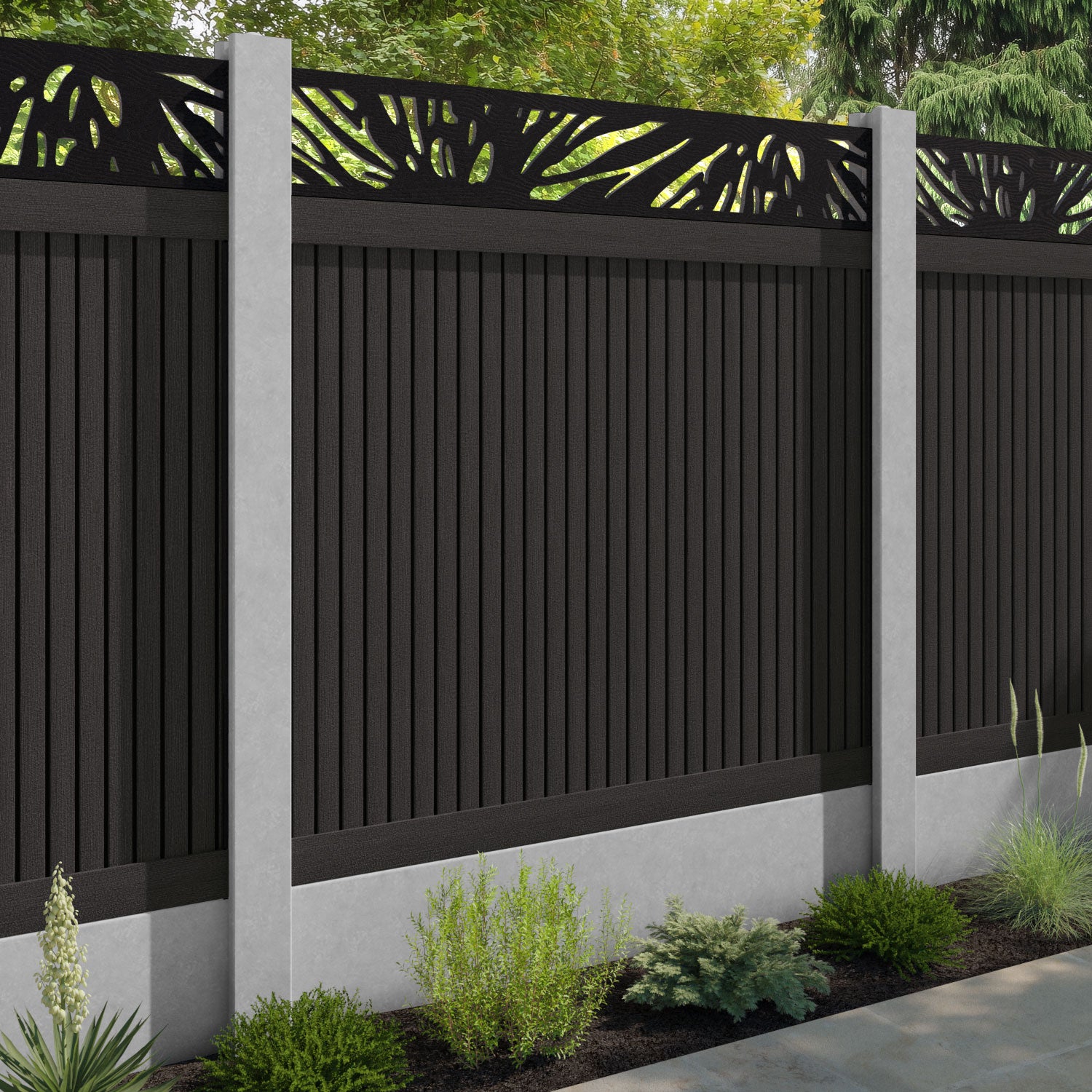Virtis Poppy Fence Panel - Dark Oak - for existing concrete posts
