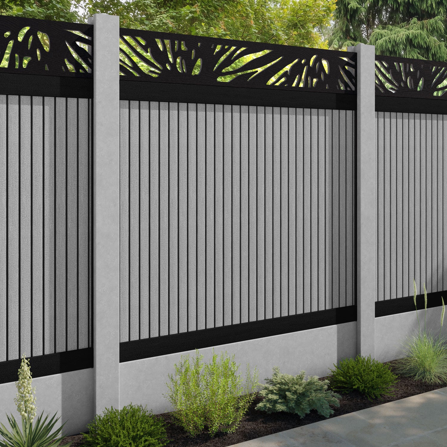 Virtis Poppy Fence Panel - Light Grey - for existing concrete posts