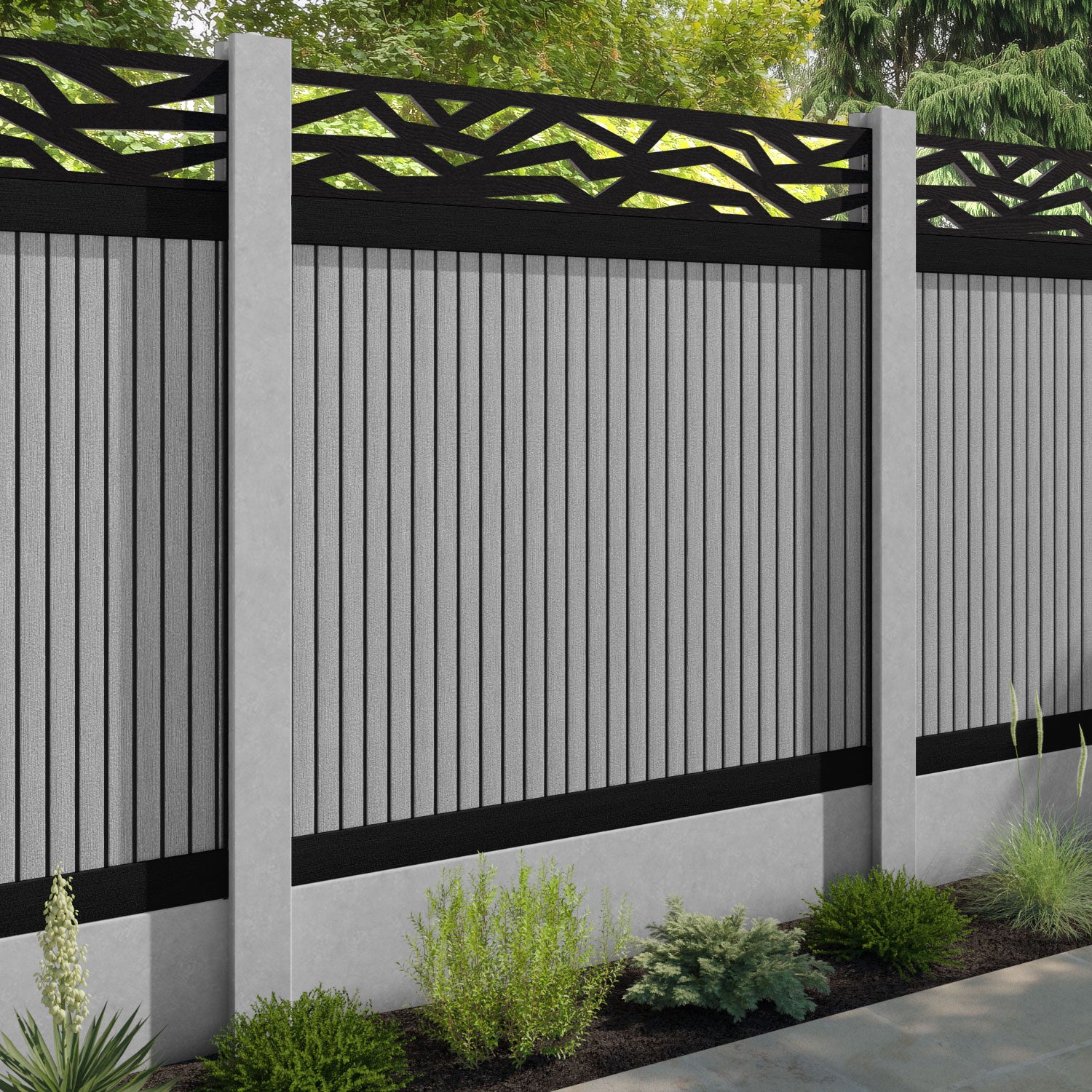Virtis Zenith Fence Panel - Light Grey - for existing concrete posts