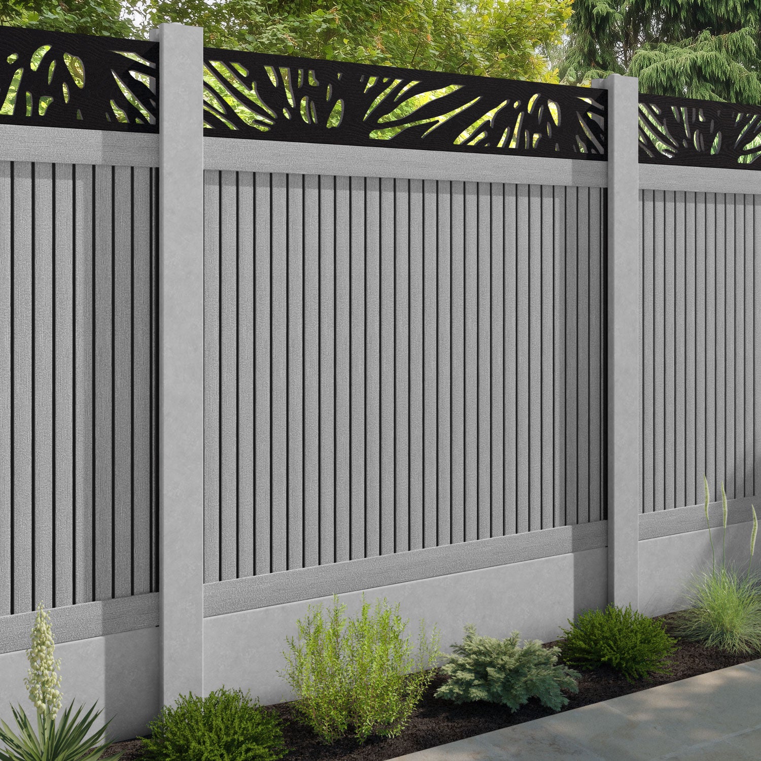 Virtis Poppy Fence Panel - Light Grey - for existing concrete posts