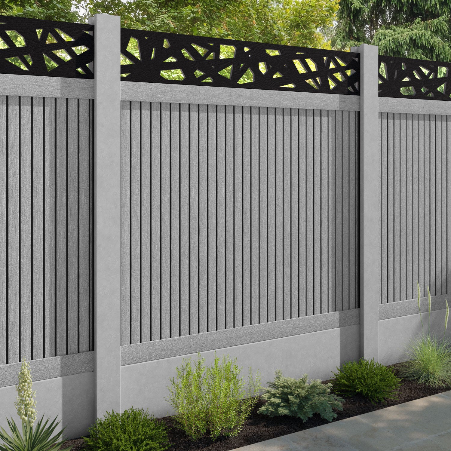 Virtis Prism Fence Panel - Light Grey - for existing concrete posts