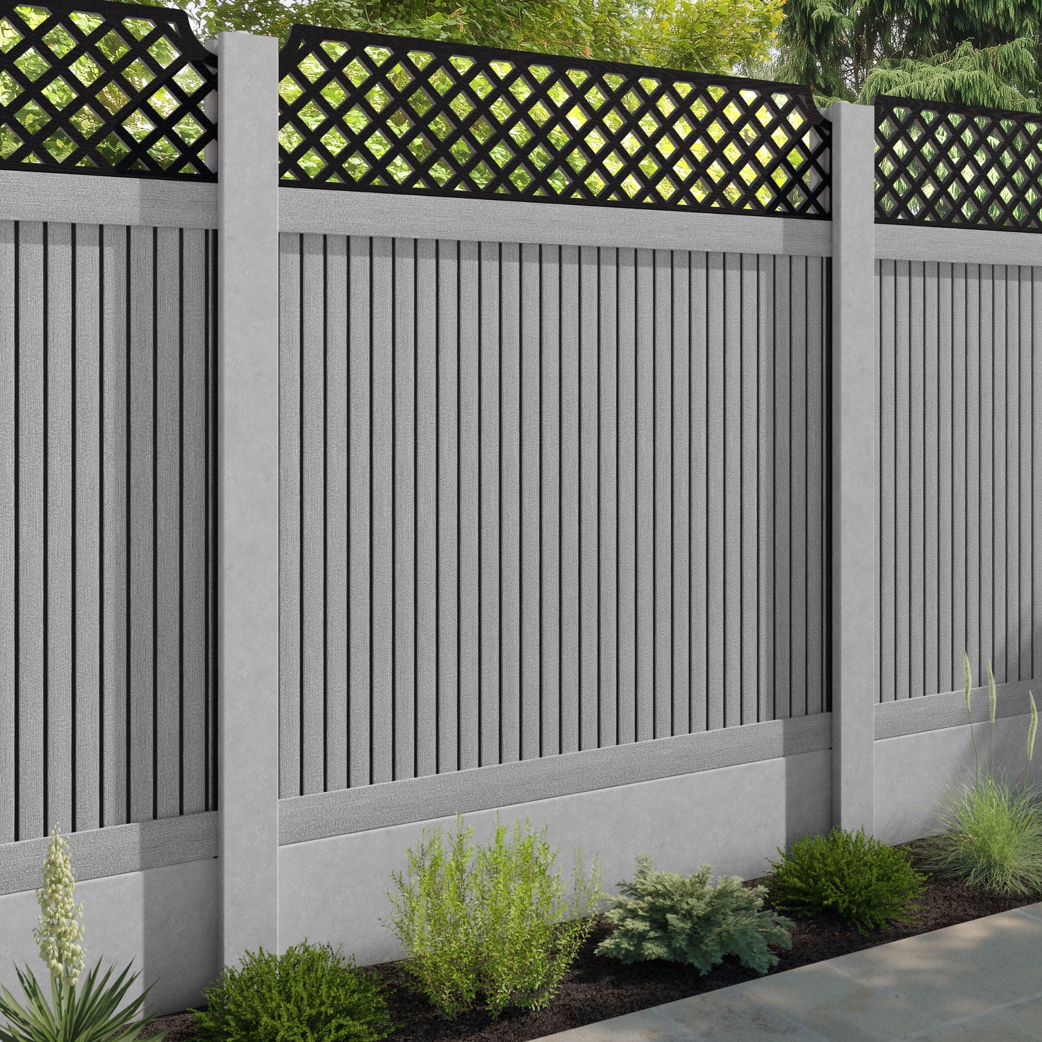 Virtis Regal Hive Fence Panel - Light Grey - for existing concrete posts