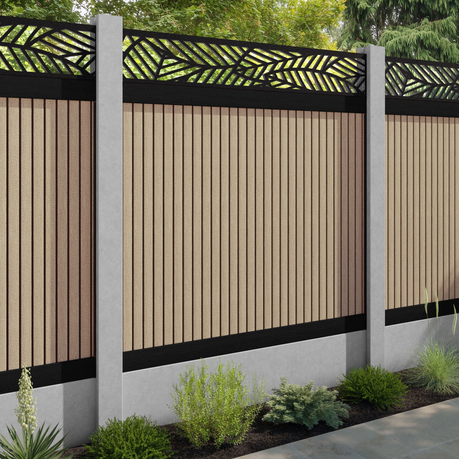 Virtis Habitat Fence Panel - Light Oak - for existing concrete posts