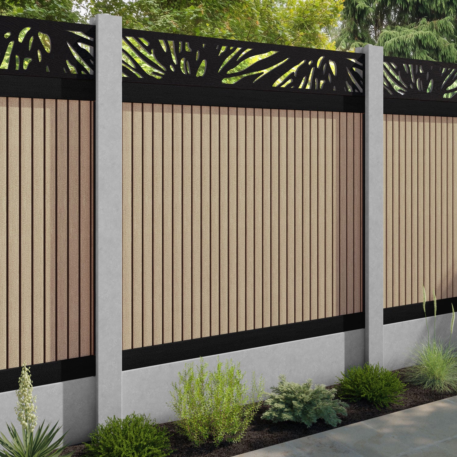 Virtis Poppy Fence Panel - Light Oak - for existing concrete posts