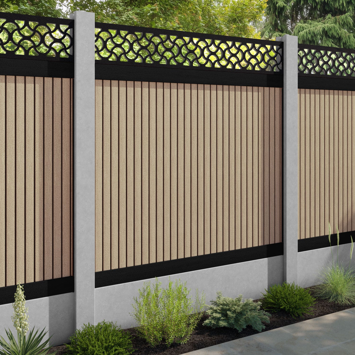 Virtis Vida Fence Panel - Light Oak - for existing concrete posts