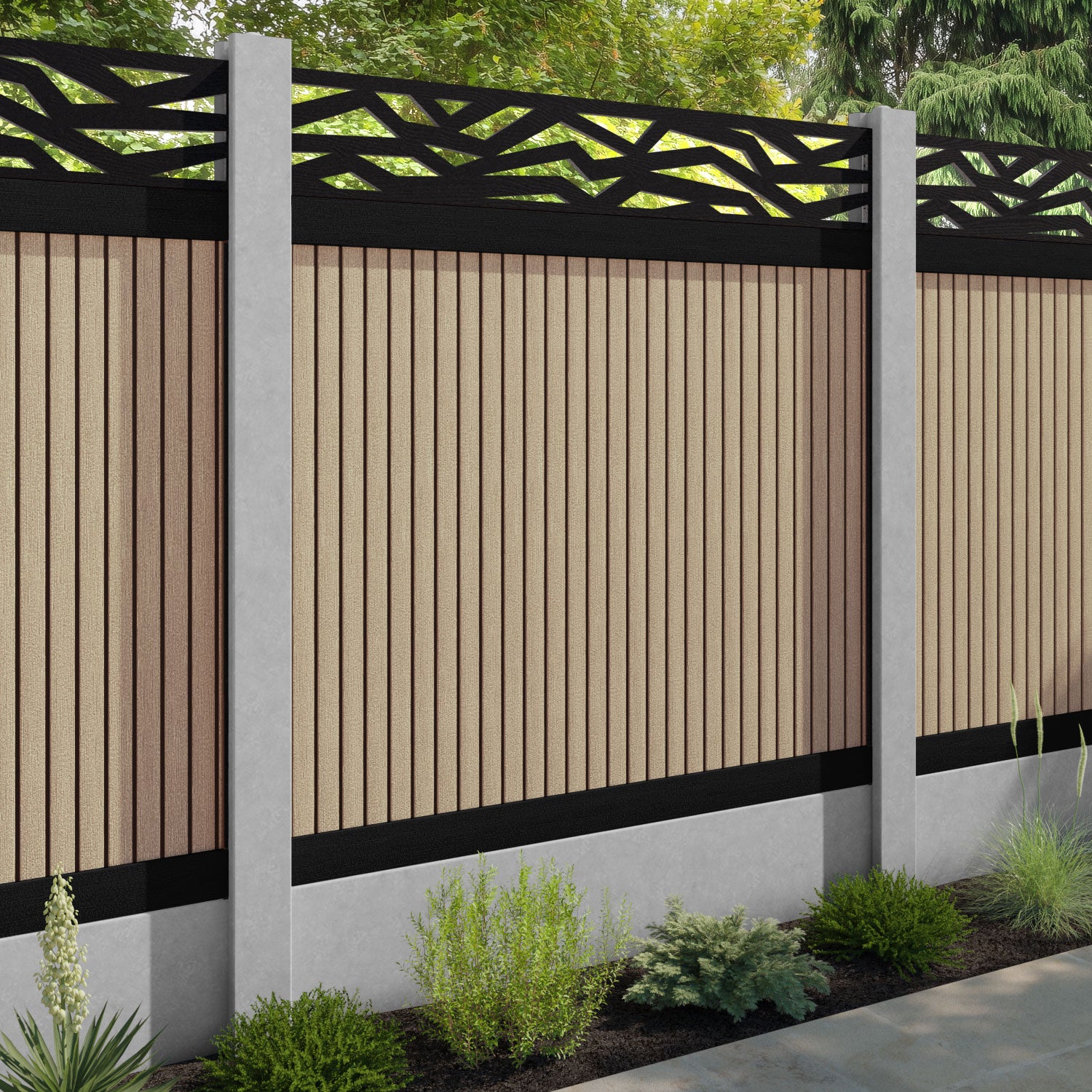 Virtis Zenith Fence Panel - Light Oak - for existing concrete posts