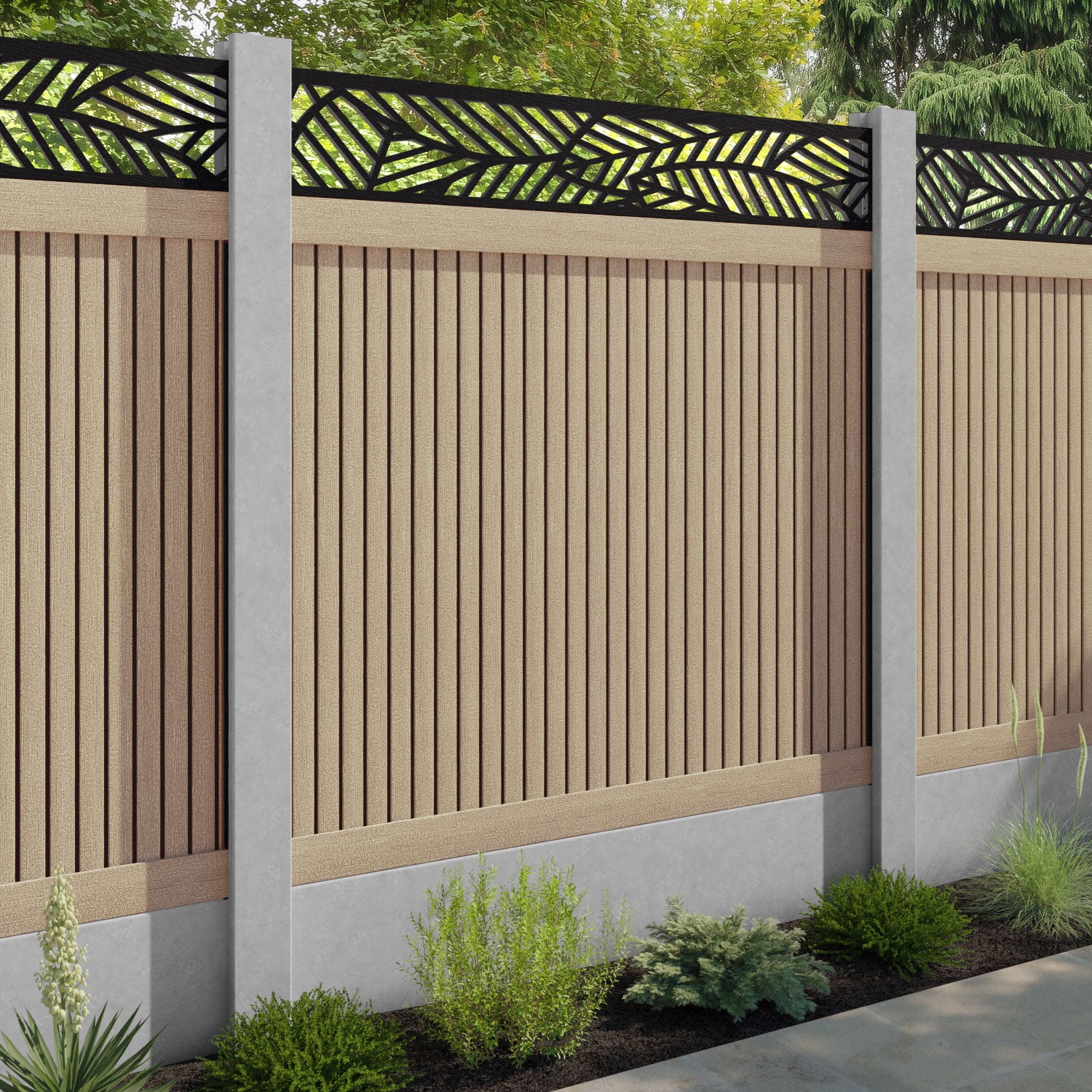 Virtis Habitat Fence Panel - Light Oak - for existing concrete posts