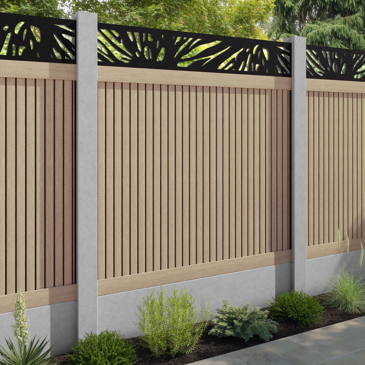 Virtis Poppy Fence Panel - Light Oak - for existing concrete posts