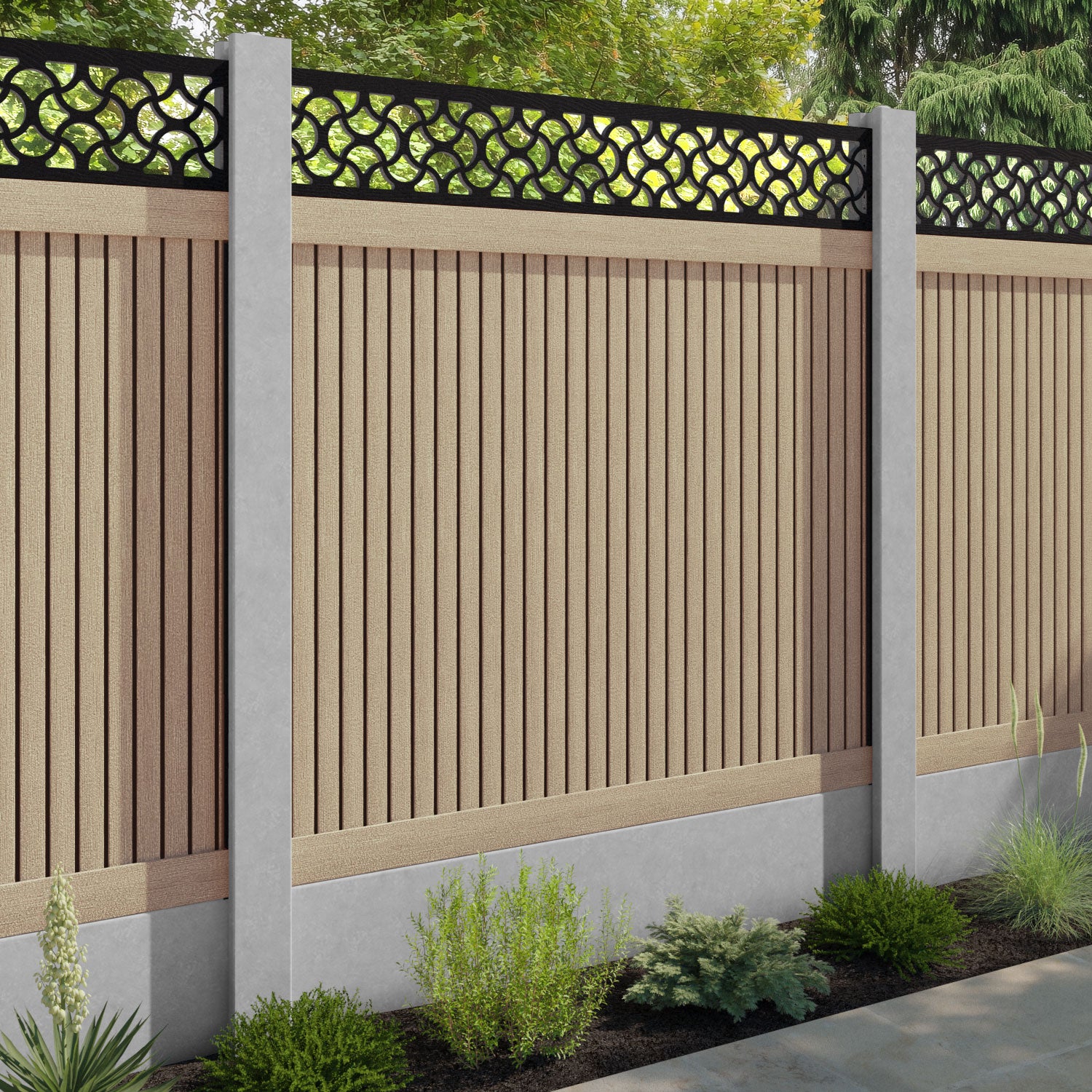 Virtis Vida Fence Panel - Light Oak - for existing concrete posts